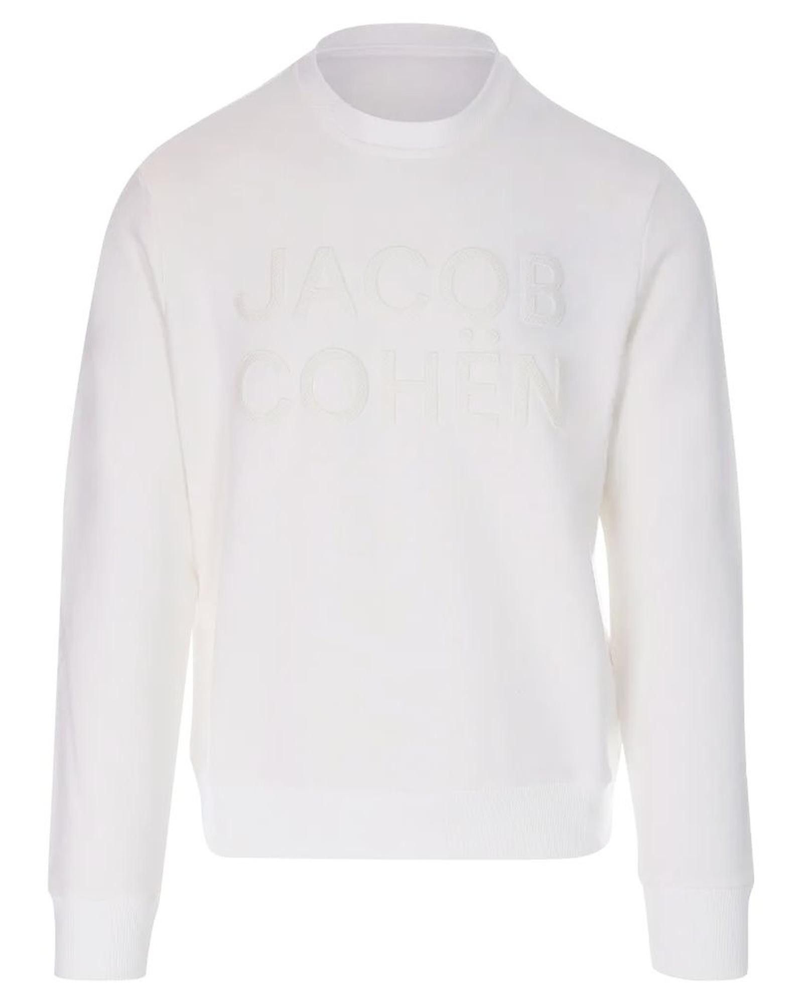 image of Jacob Cohen Casual Italian Sweatshirt With Tonal Logo Lettering in White, Men's (Size Medium)