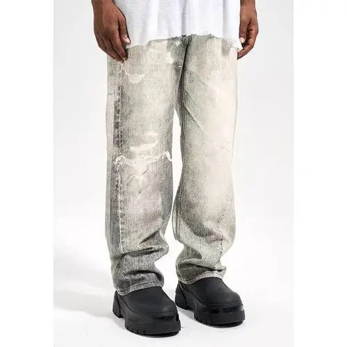 Japanese Brand High street all-over destroyed print retro straight jeans Size US 34 / EU 50 - 3 Thumbnail