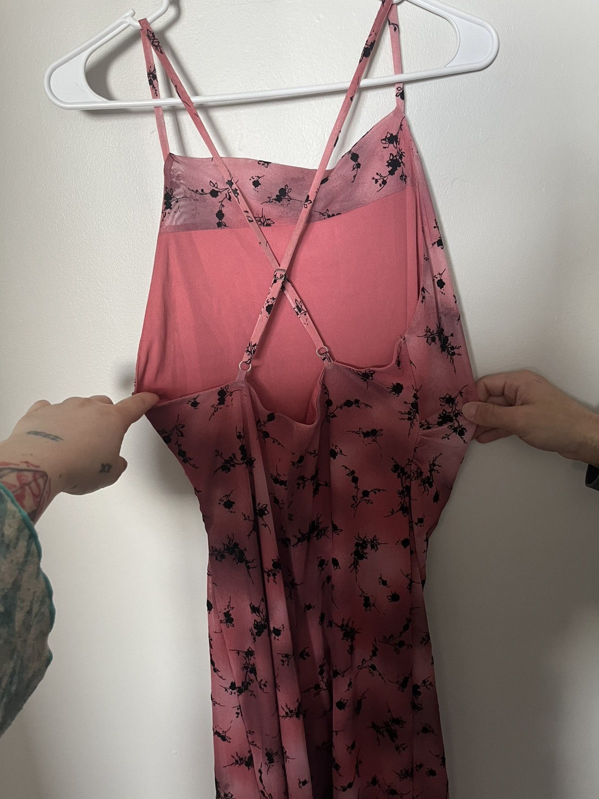 Other Pink & Black Floral Knee-Length, Criss-Cross Back Dress Size M / US 6-8 / IT 42-44 - 2 Thumbnail