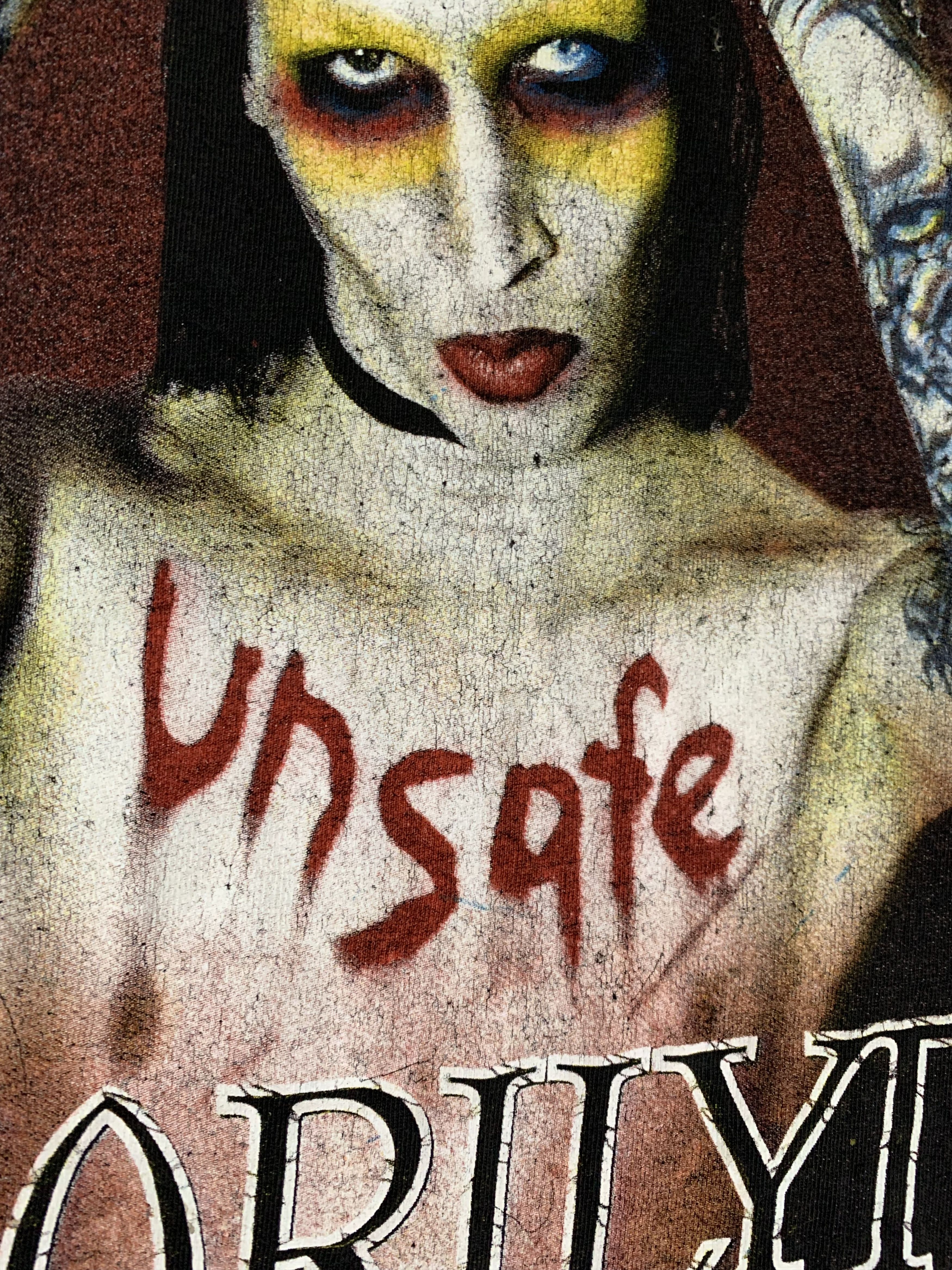 Band Tees × Vintage Vintage Marilyn Manson T Shirt Tee Unsafe Tour Crazy 90s Size US S / EU 44-46 / 1 - 9 Thumbnail