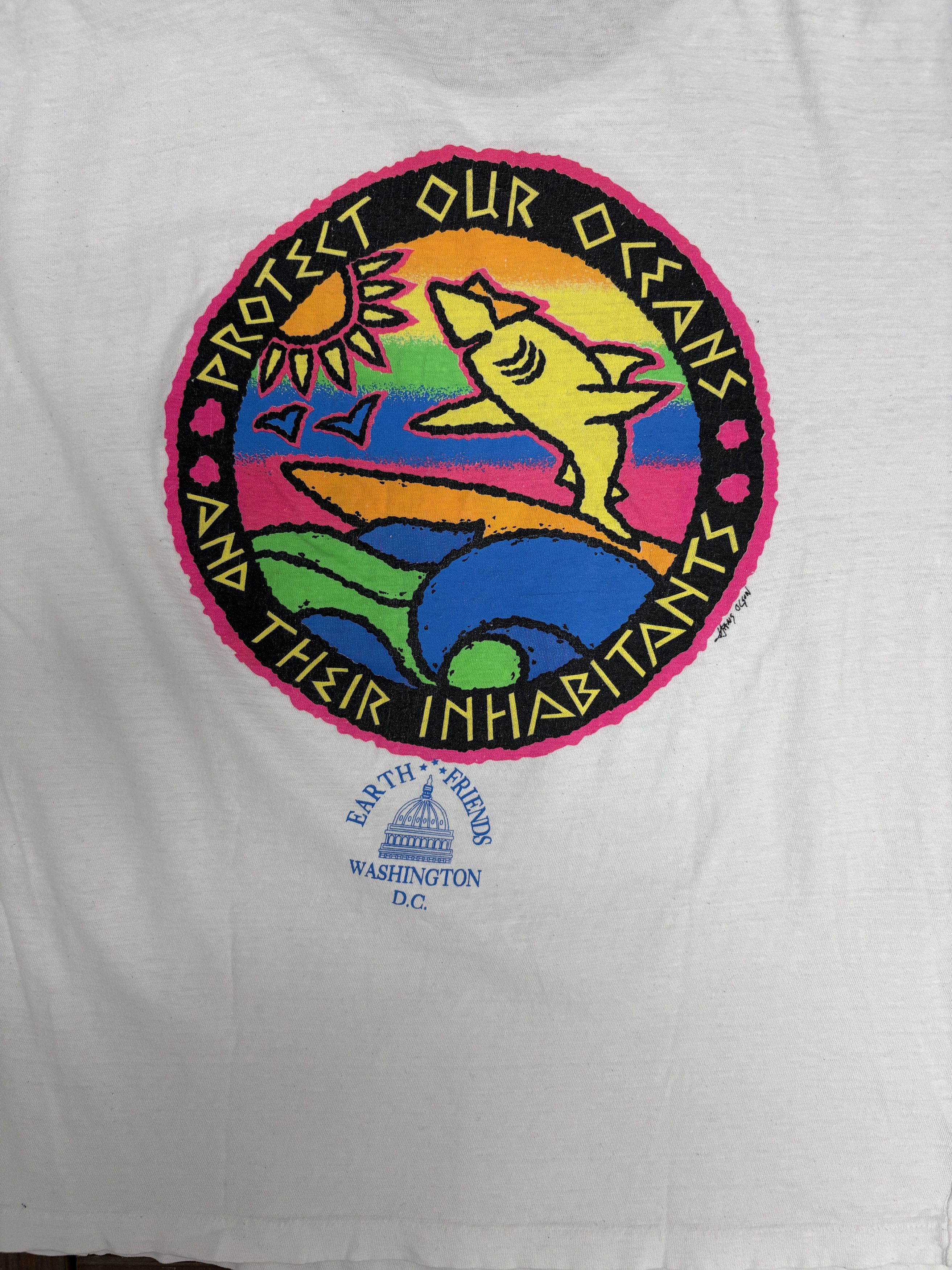 Vintage Protect Our Oceans Vintage White T-Shirt Tee Size US M / EU 48-50 / 2 - 5 Thumbnail