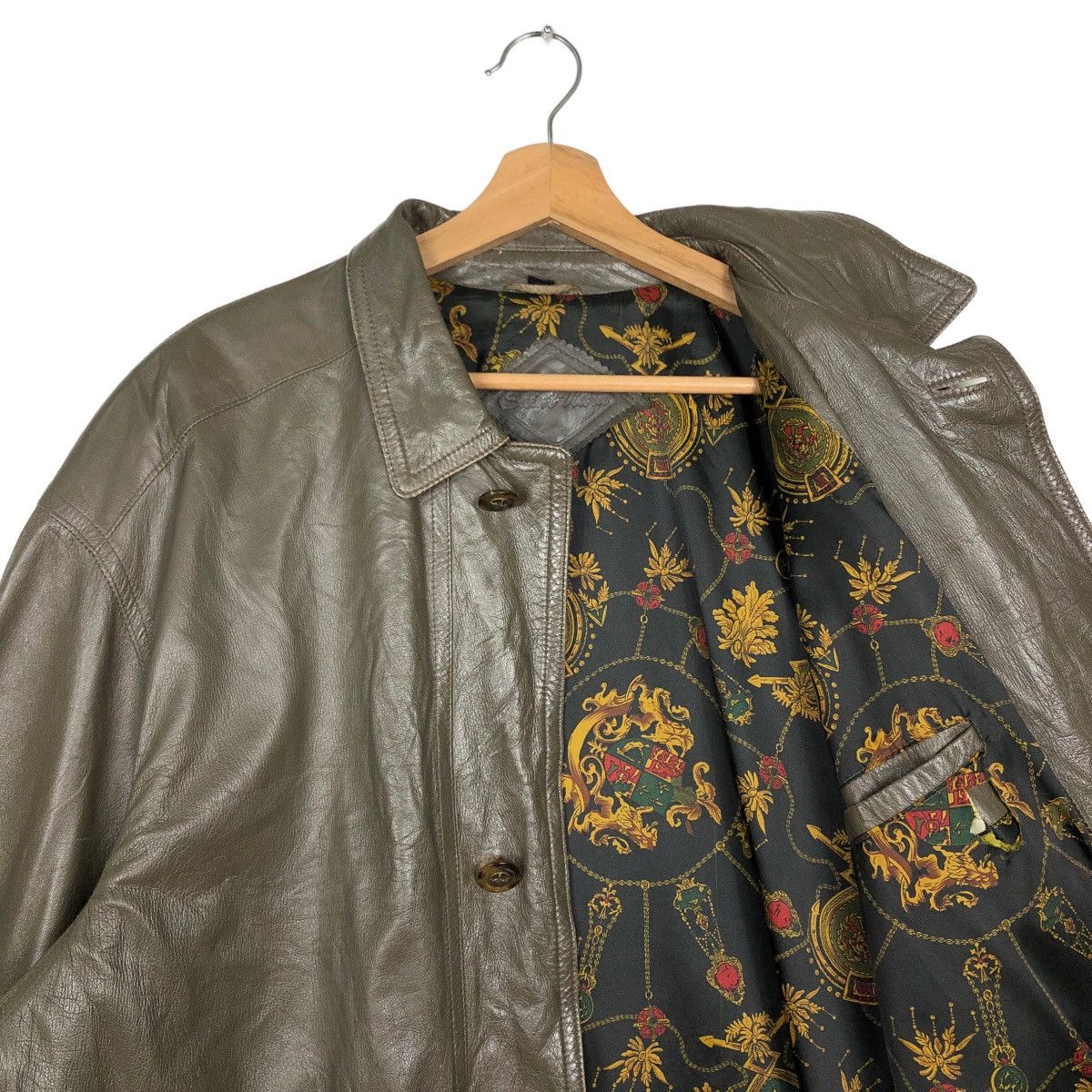 Genuine Leather 🔥90’s Vintage Leather Jacket Squiti Man Japan Rare Lining Size US L / EU 52-54 / 3 - 9 Thumbnail