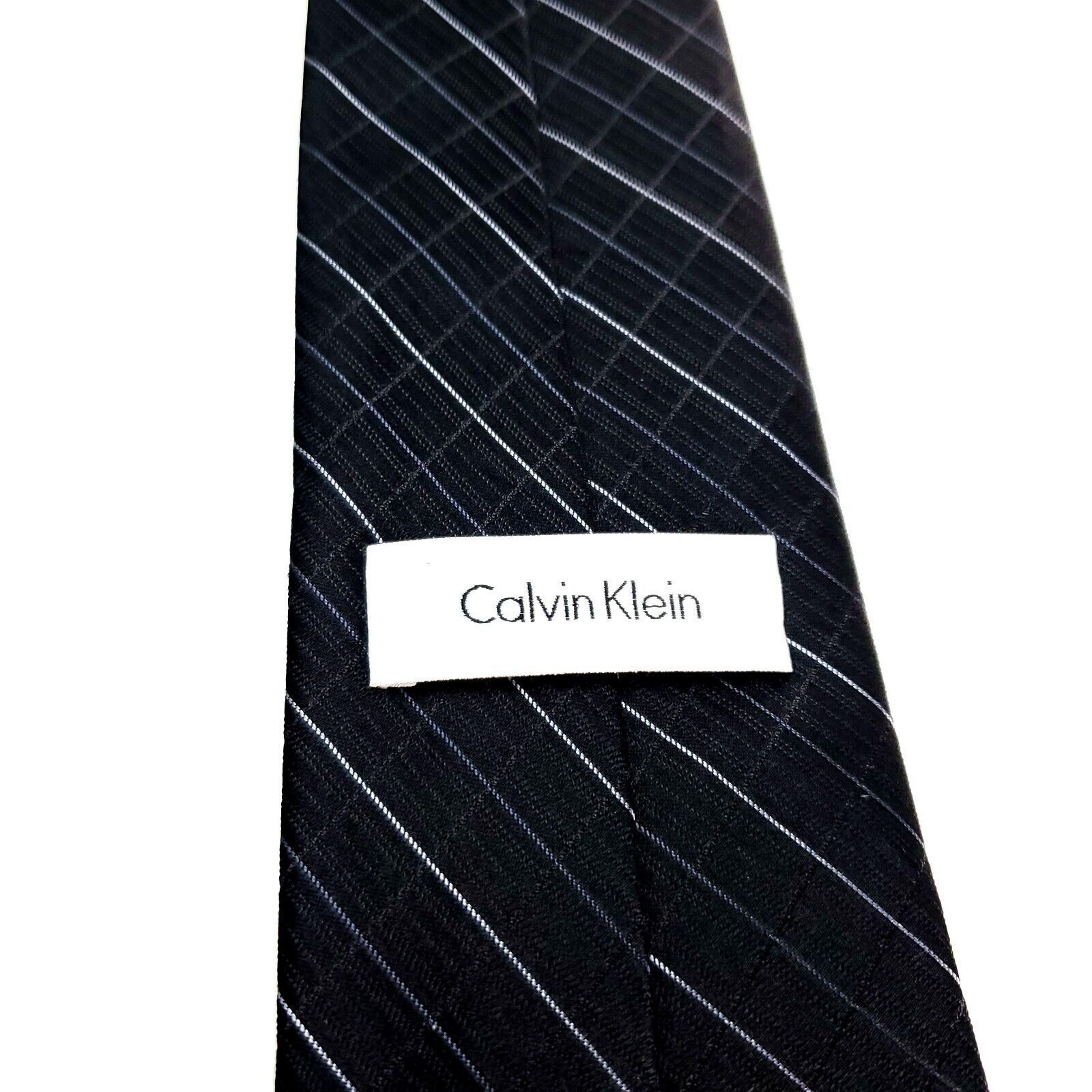 Calvin Klein Calvin Klein Silk Tie Woven Black White Plaid Extra Short Sk Size ONE SIZE - 3 Thumbnail