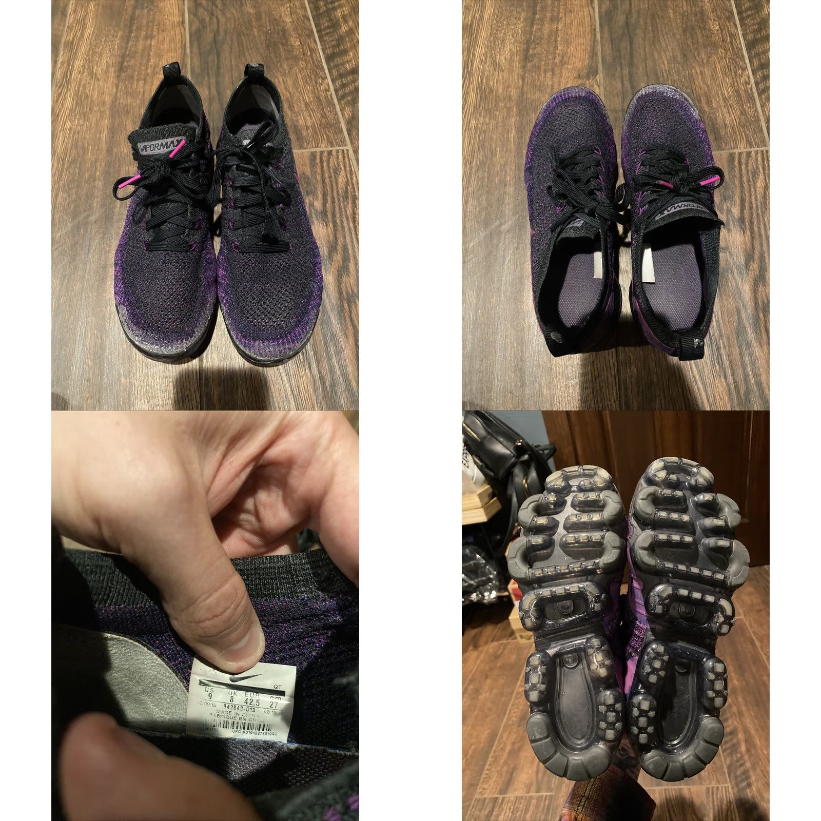 Nike Nike Mens VaporMax Vapormax 2 Midnight Purple Size 9 942842-013 2018 Vapormax Sneaker Mens Purple Shoes Good Used Condition Size US 9 / EU 42 - 8 Thumbnail