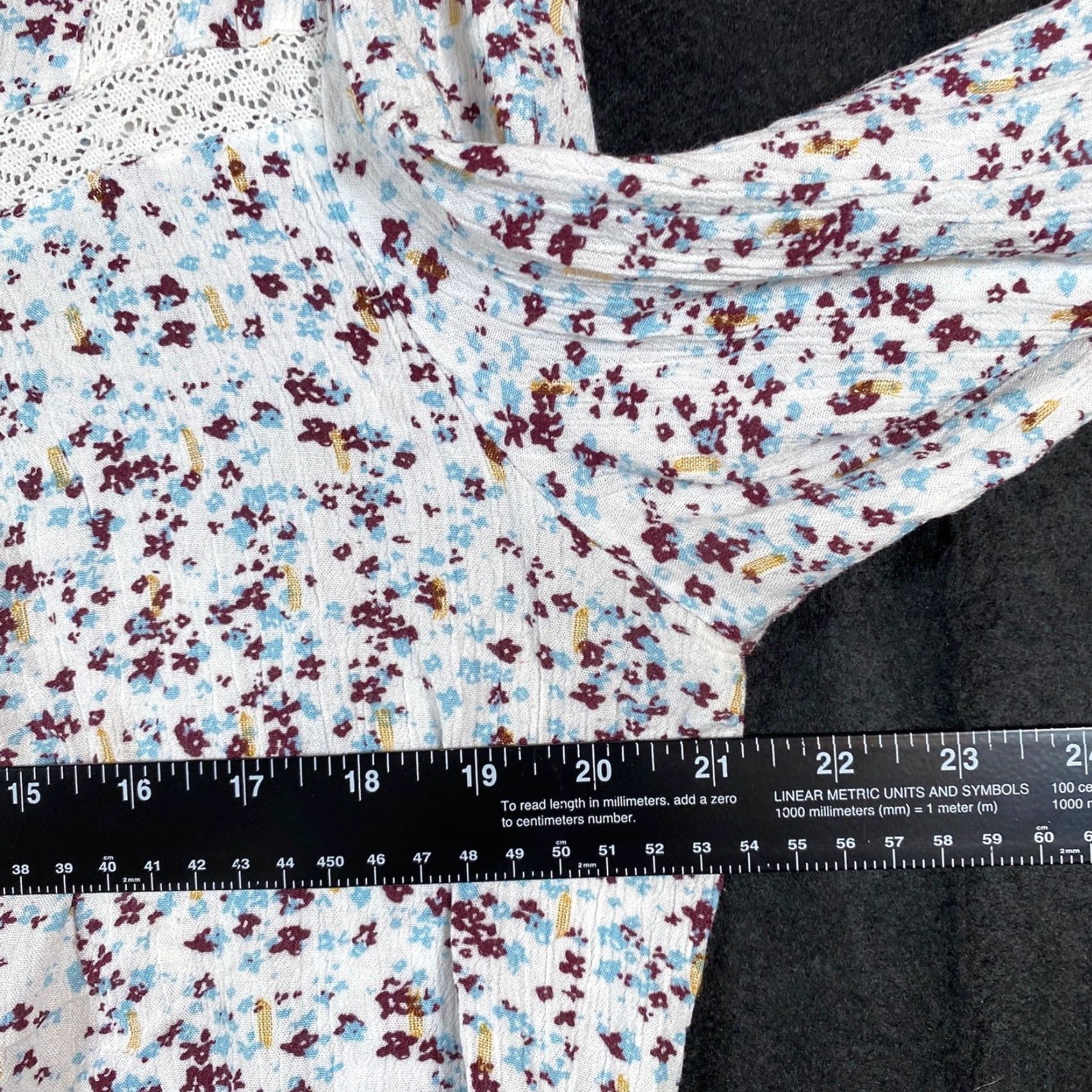 Loft LOFT Blouse Multicolor Floral Bell Sleeve Peasant Crochet Stretch M Womens Top Boho Casual Workwear Vertical Floral Pattern Size M / US 6-8 / IT 42-44 - 7 Thumbnail