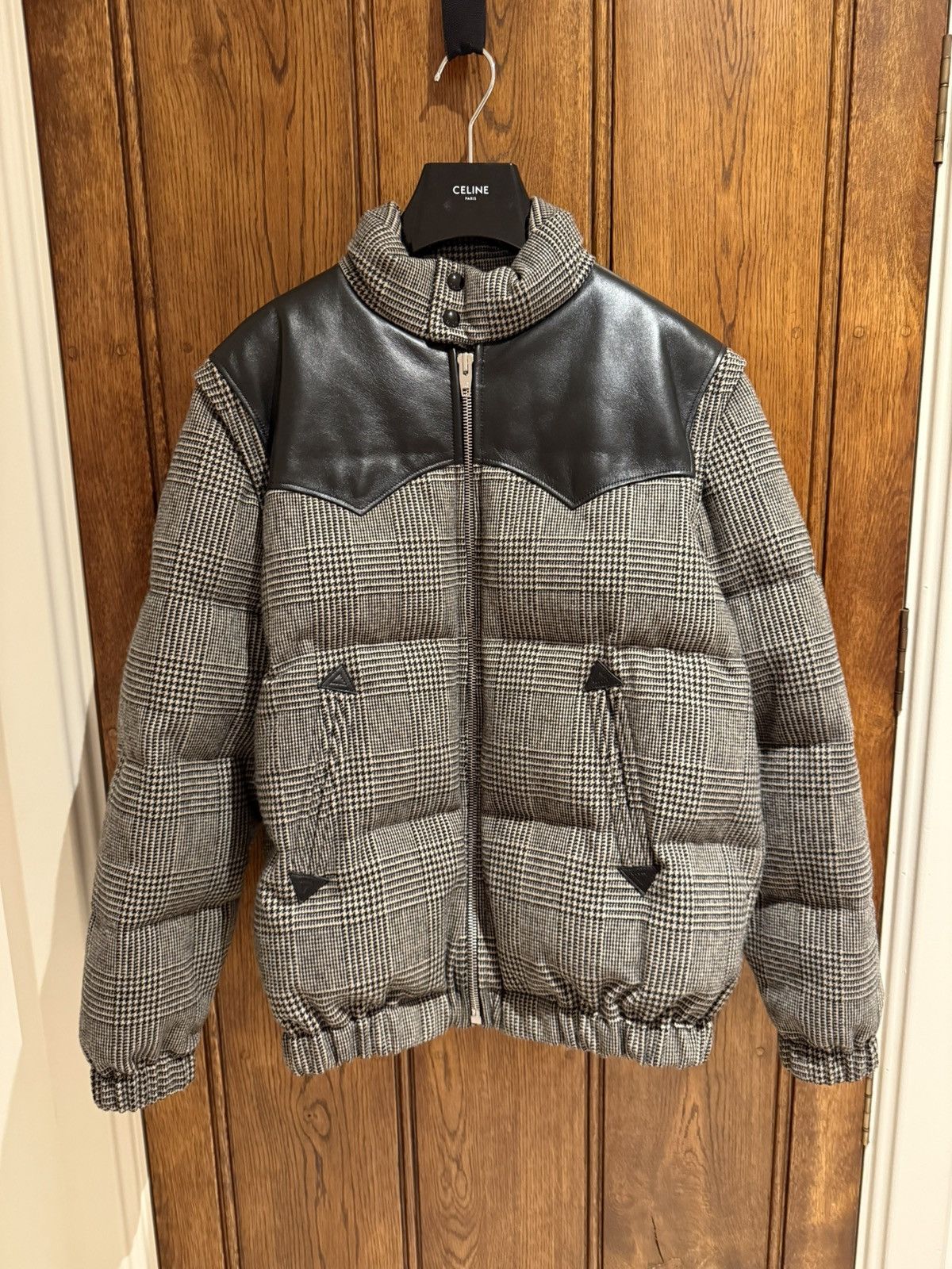 Celine $3.7k FW19 Celine Prince of Wales check leather puffa coat Size US M / EU 48-50 / 2 - 1 Thumbnail