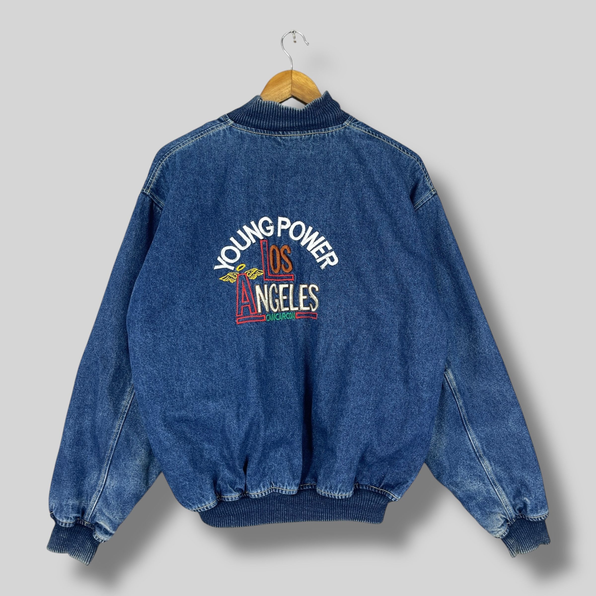 Vintage Vintage 1990s CANGARCON Bomber Style Denim Jacket Size US L / EU 52-54 / 3 - 1 Thumbnail