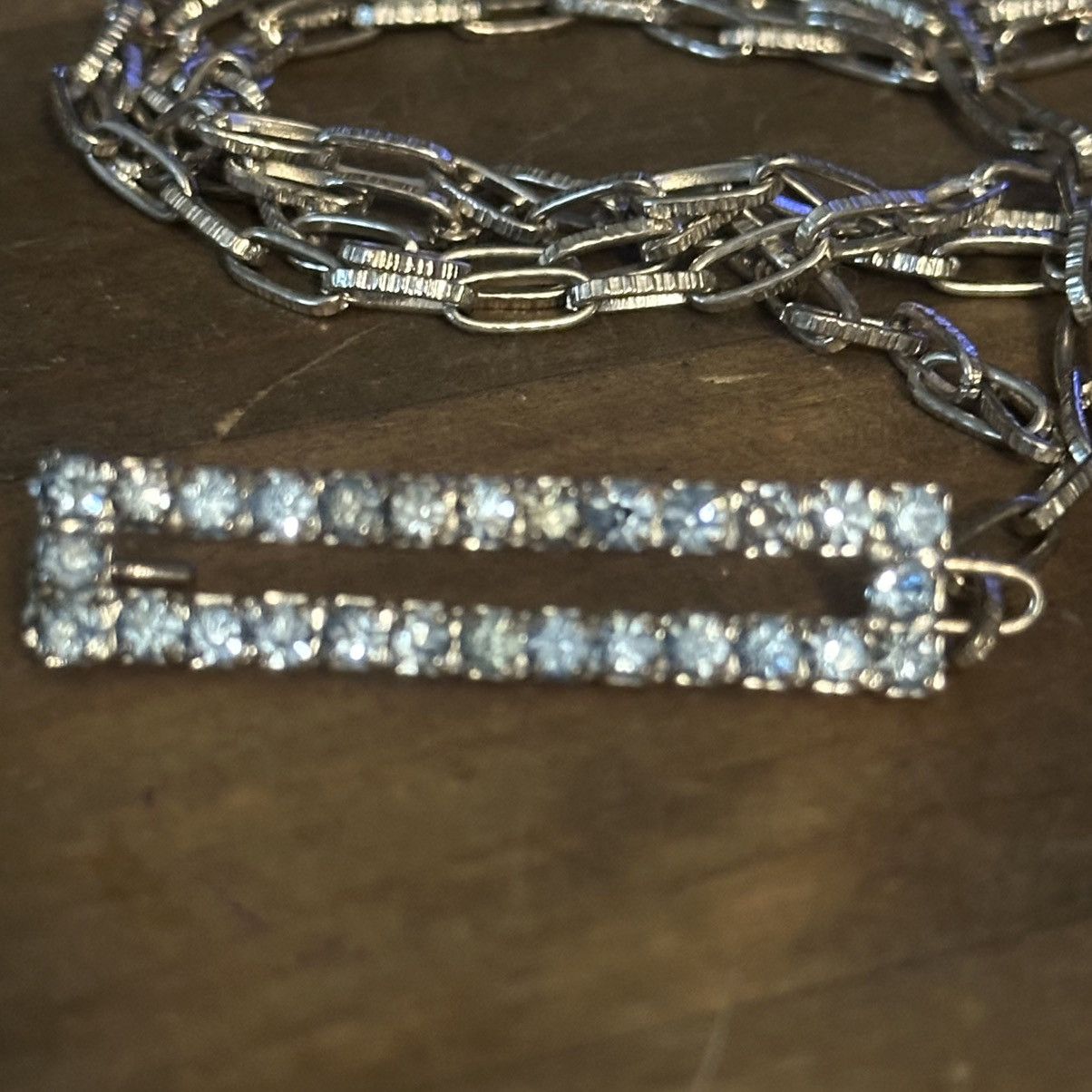 Other Silver tone rhinestone buckle chain belt Size ONE SIZE - 2 Thumbnail