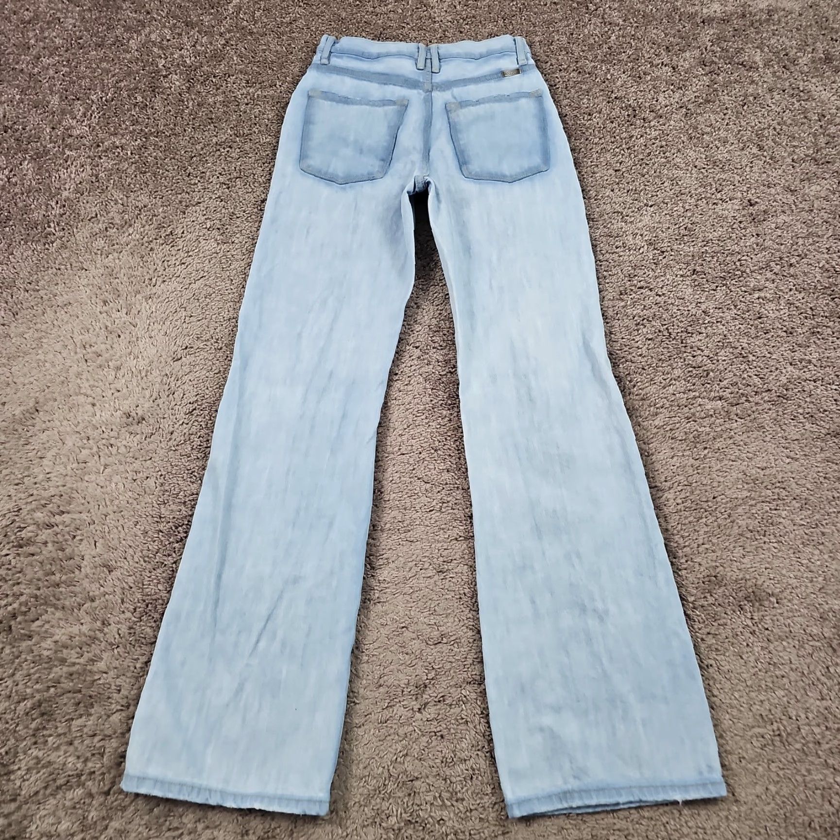 Vintage KanCan Jeans Womens Flare High Distressed Light Wash Denim Button Fly 24x33 Size 25" / US 0 / IT 36 - 7 Thumbnail