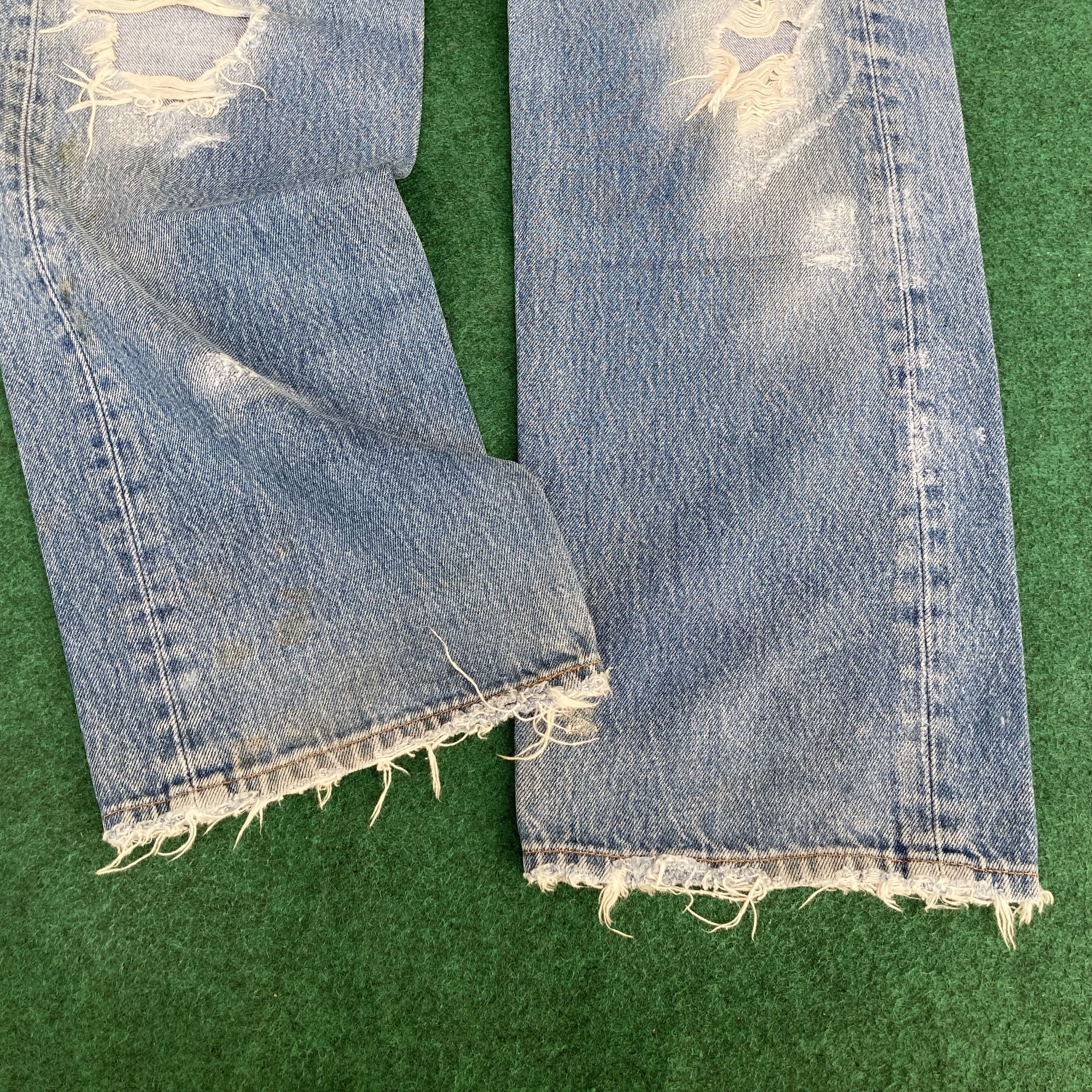 Levi's × Vintage 35x32 Vtg Levis 501 Faded Blue Ripped Punk Grunge Jeans Size US 35 - 9 Thumbnail