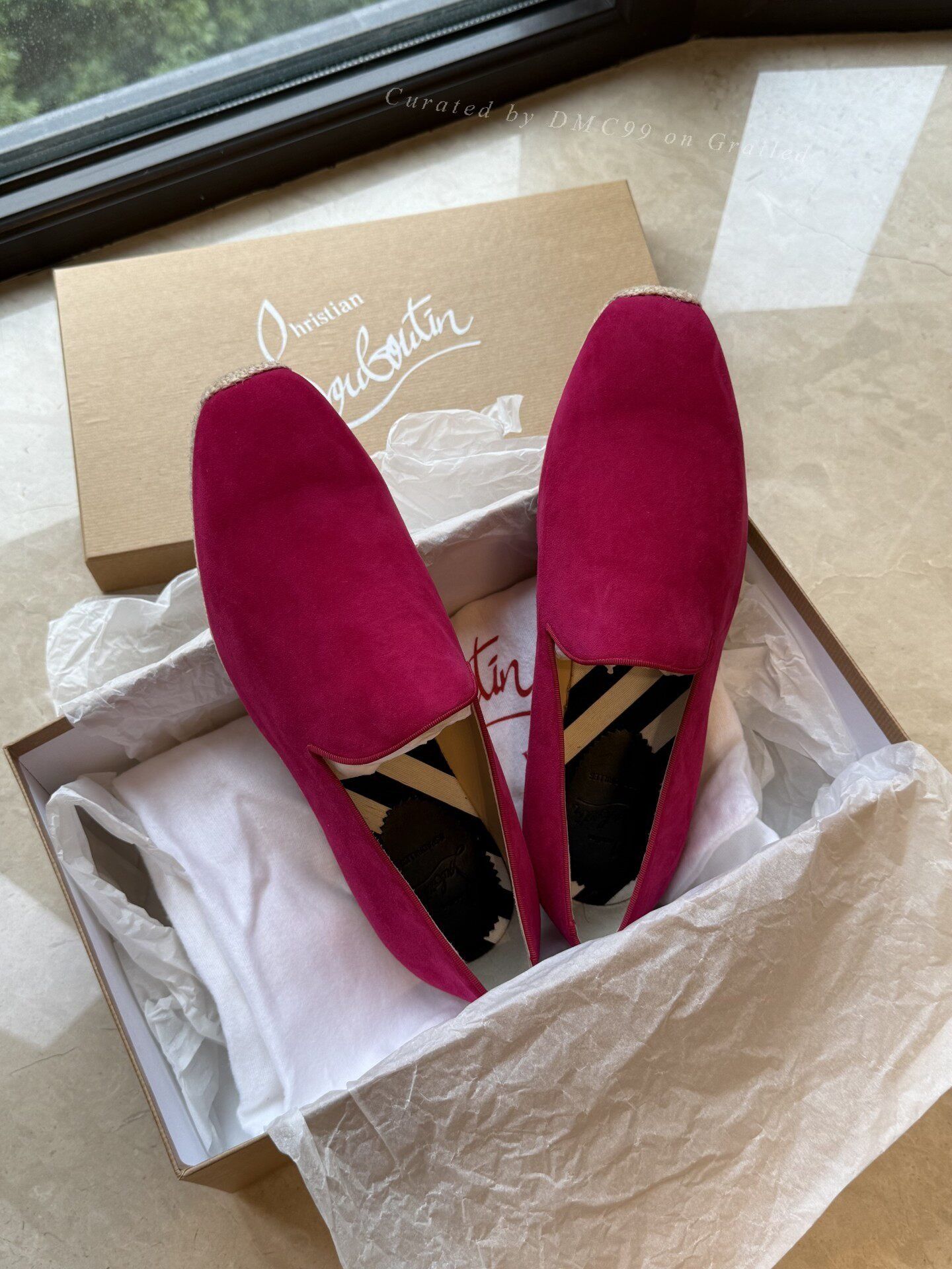 Christian Louboutin Christian Louboutin Men's Pink Velvet Straw Slip-On Size US 9 / EU 42 - 1 Thumbnail