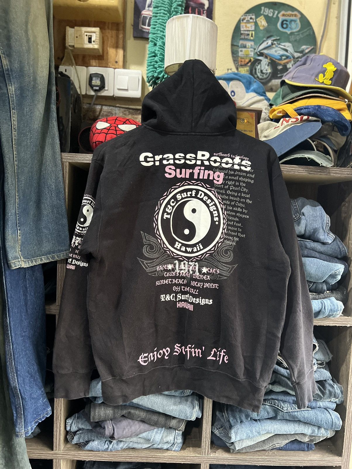 🔥T&C Surf Designs Hawaii Grassroots Surfing Zipper Hoodie