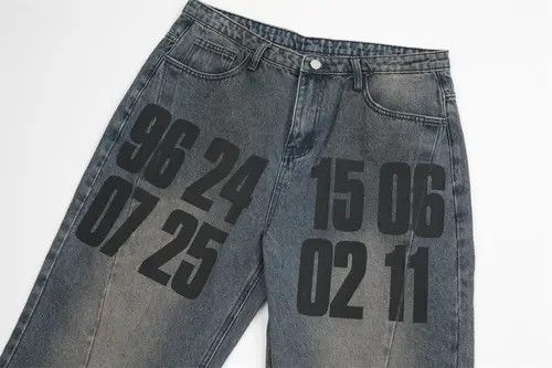 Japanese Brand × Jean Men's hip-hop trendy loose letter-printed cargo jeans Size US 32 / EU 48 - 4 Thumbnail