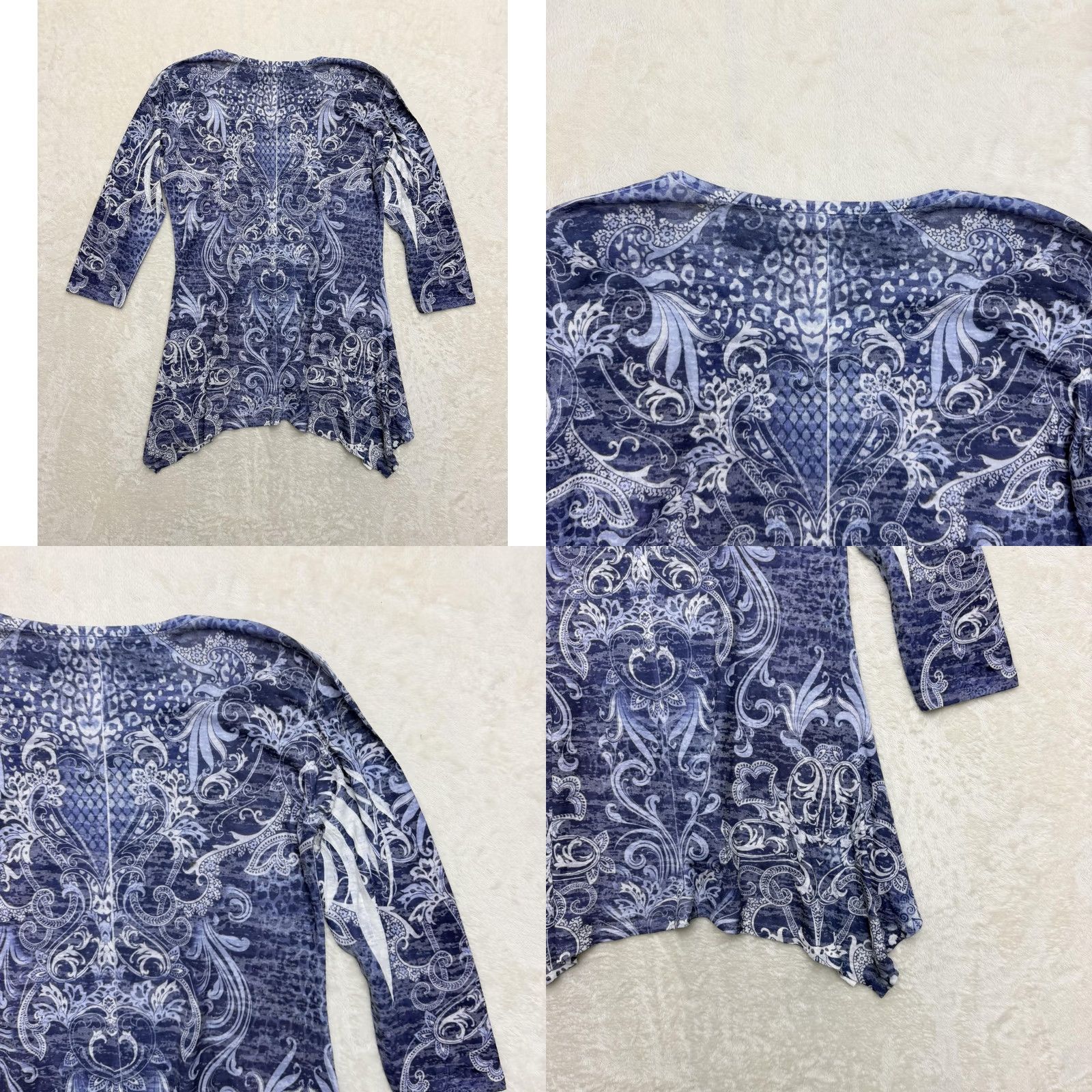 Vintage Jess & Jane Tunic Shirt Womens Small Blue Paisley V-Neck 3/4 Sleeve Top Size S / US 4 / IT 40 - 8 Thumbnail