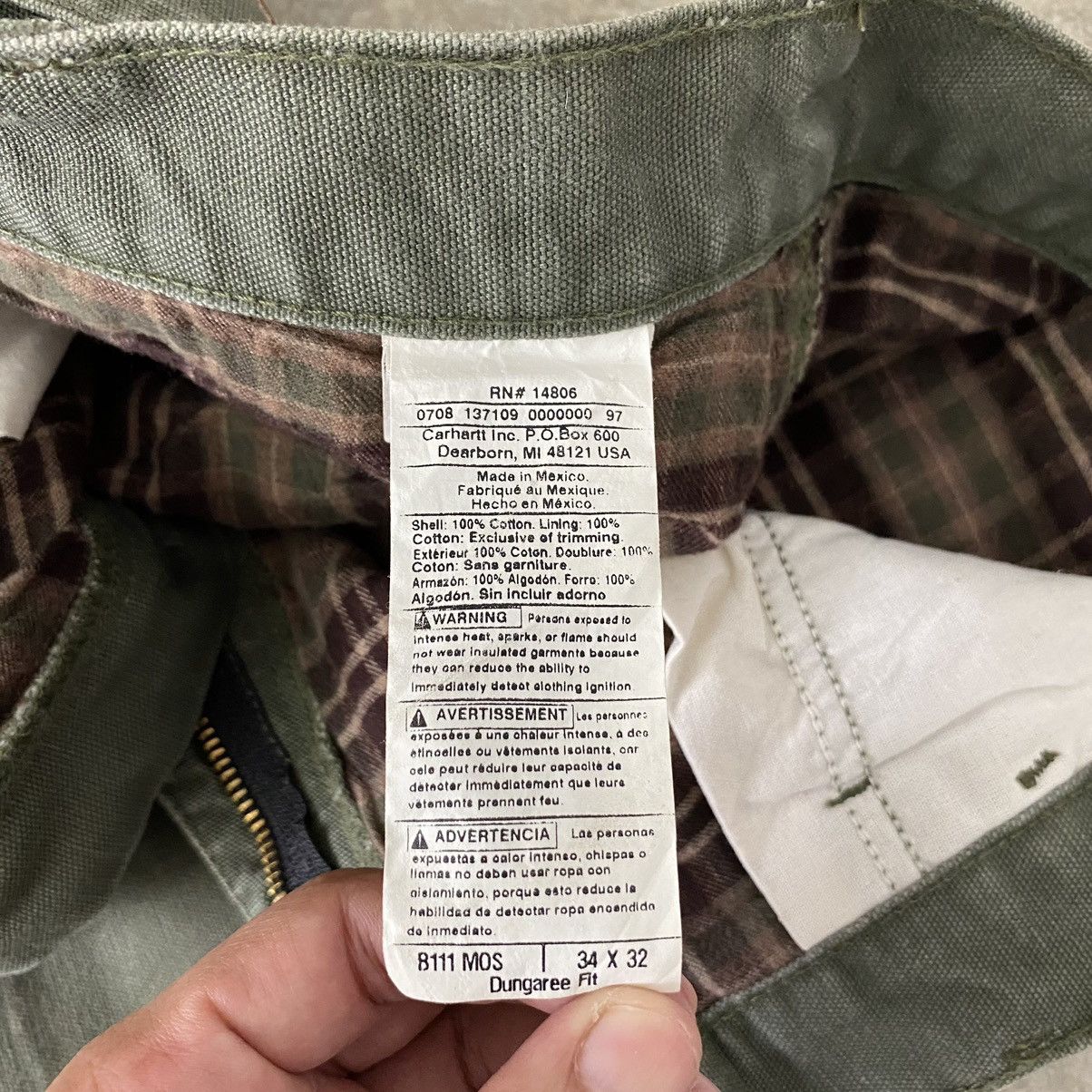 Carhartt VTG Carhartt Blanket Lined Moss Green Carpenter Work Pants Size US 34 / EU 50 - 17 Thumbnail