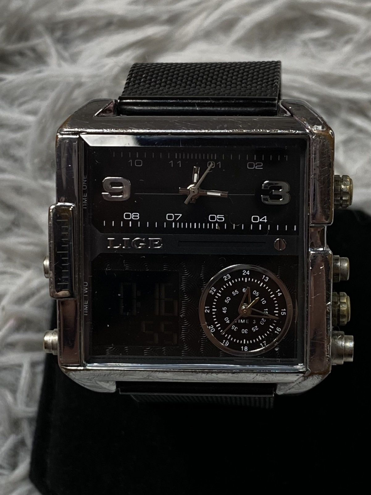 Japanese Brand Unique Square Multi-Dial Watch - Japanese Brand Size ONE SIZE - 3 Thumbnail