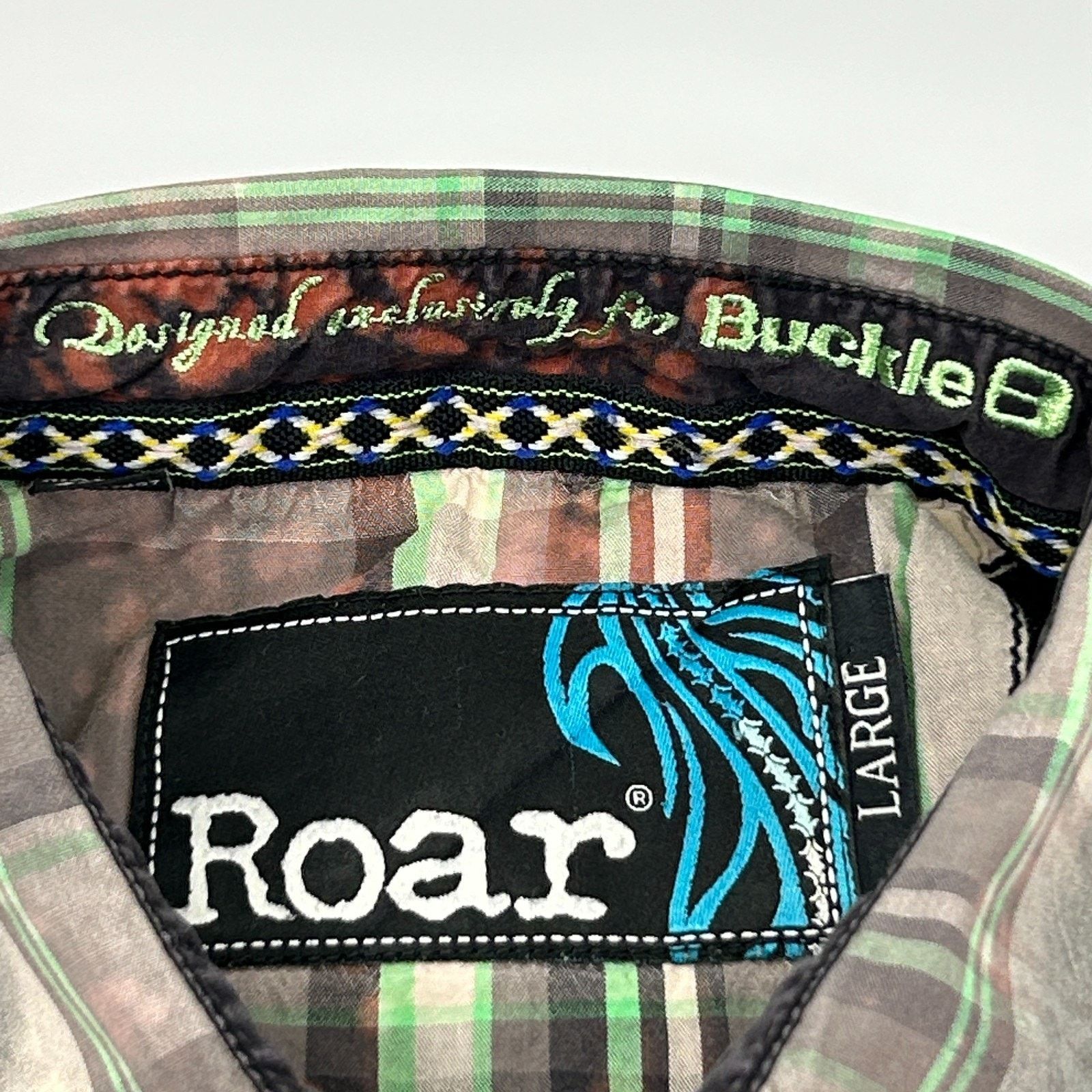 Roar Roar x Buckle Button Front Shirt Cross Wings Plaid Beige L Size US L / EU 52-54 / 3 - 11 Thumbnail