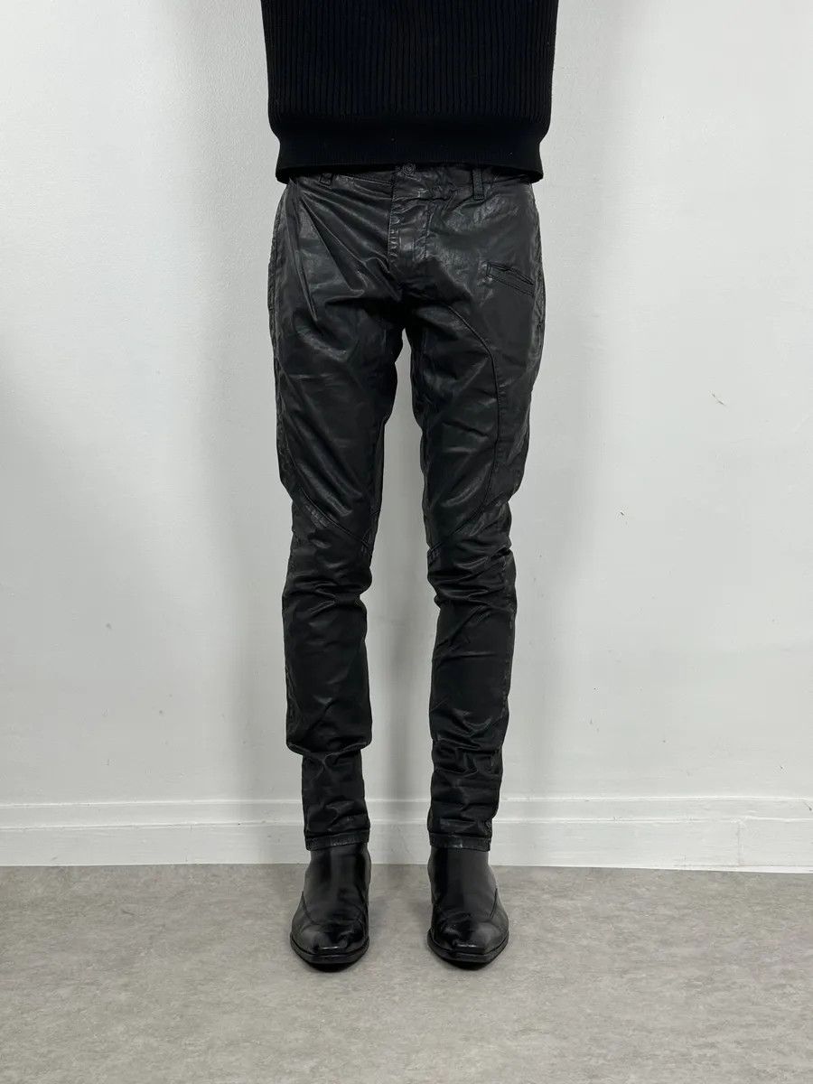 2010s Dirk Bikkembergs Black Waxed Slim Obscure Pants