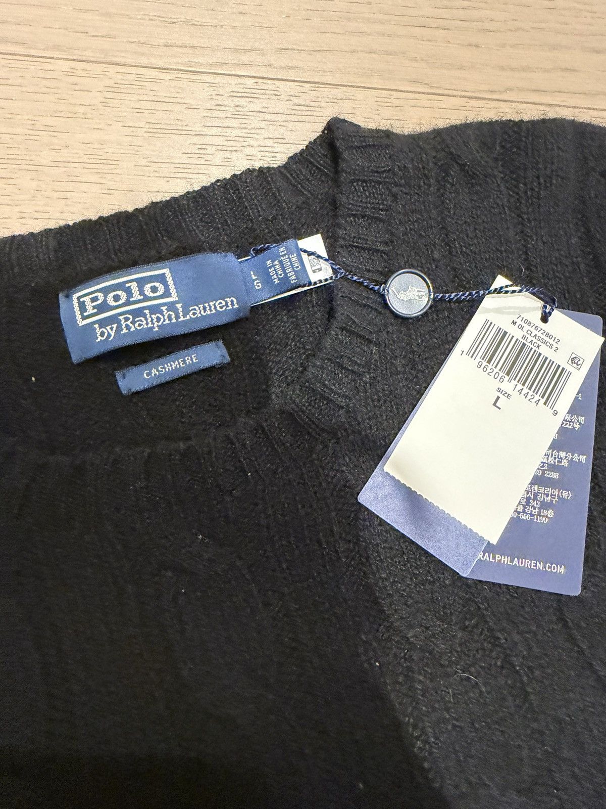 Polo Ralph Lauren Ralph Lauren The Iconic Cable Knit Cashmere Sweater (Black) Size US L / EU 52-54 / 3 - 3 Thumbnail