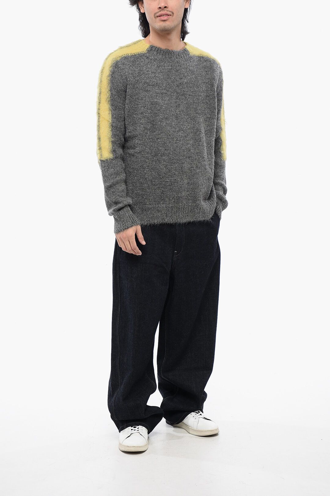Jil Sander og1mm0625 Contrasting Bands Wool Sweater in Grey Size US L / EU 52-54 / 3 - 4 Thumbnail