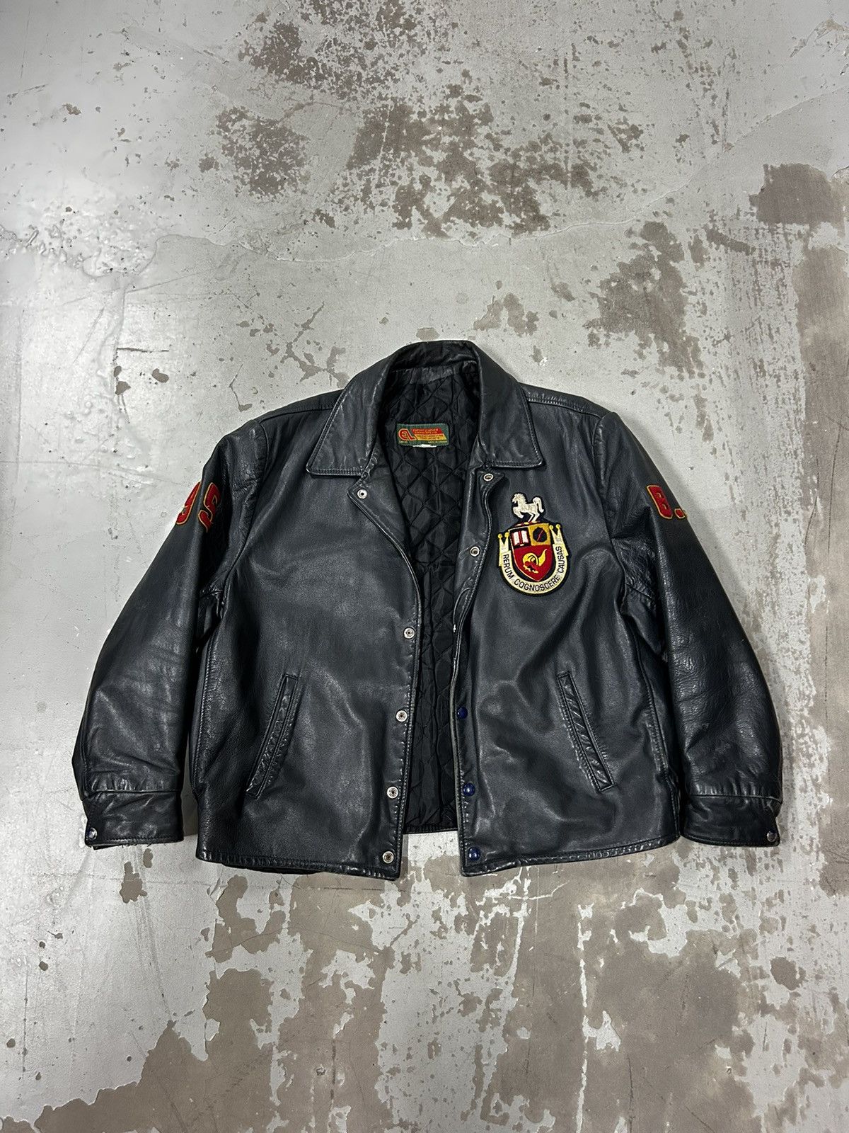 1990s cheapest vintage leather/swuade michigan jacket