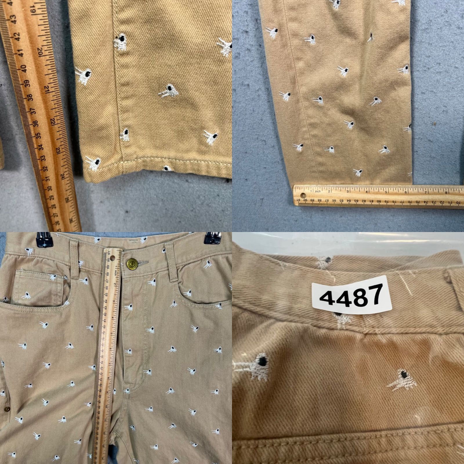 Vintage Mercibeaucoup Womens 28 Embroidered Beige Cotton Chino Pants Trousers Size 28" / US 6 / IT 42 - 8 Thumbnail