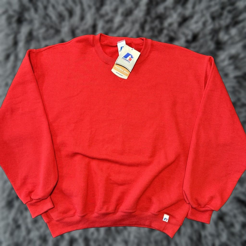 Russell Athletic VINTAGE Russell Athletic Crewneck Sweatshirt Mens Large Red Cotton Polyester Fleece Logo Pullover Shirt 26" Long Size US L / EU 52-54 / 3 - 1 Thumbnail