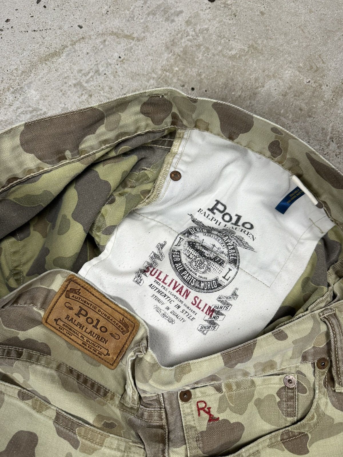 Polo Ralph Lauren Vintage Y2K Polo Ralph Lauren Beige Camo Denim Pants Jeans Size US 35 - 10 Thumbnail