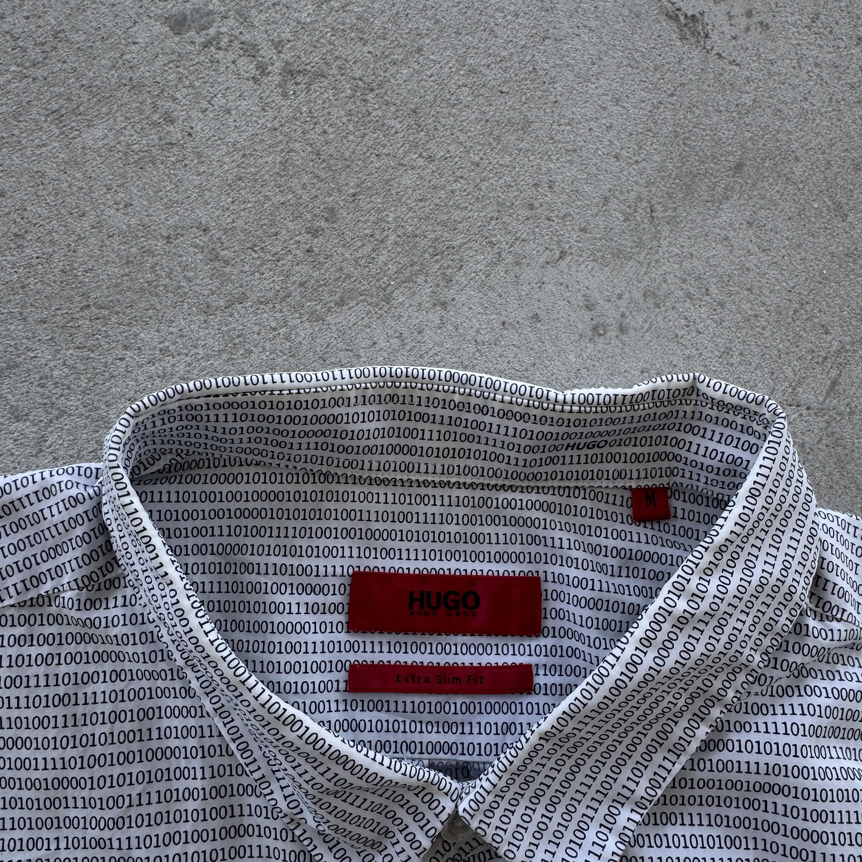 Hugo Boss Hugo Extra Slim Fit Matrix Binary Code Shirt White M Size US M / EU 48-50 / 2 - 5 Thumbnail
