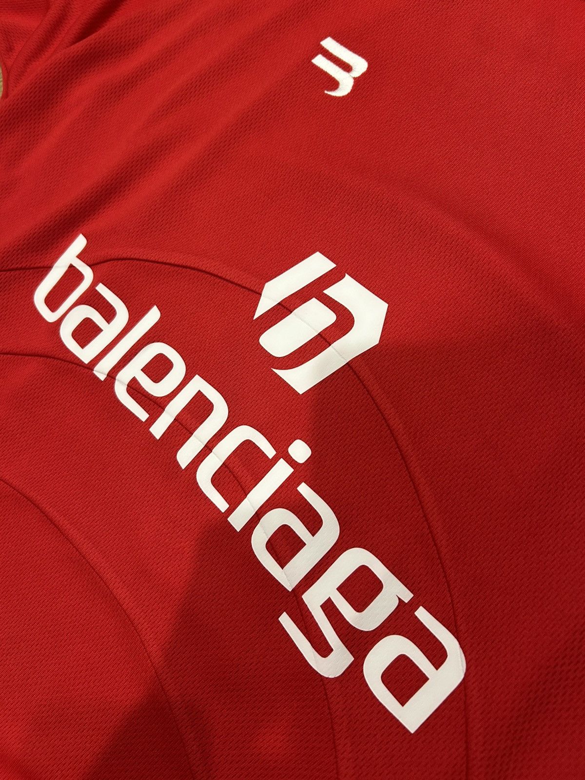 Balenciaga RED & WHITE LOGO SOCCER T-SHIRT Size US XS / EU 42 / 0 - 4 Thumbnail