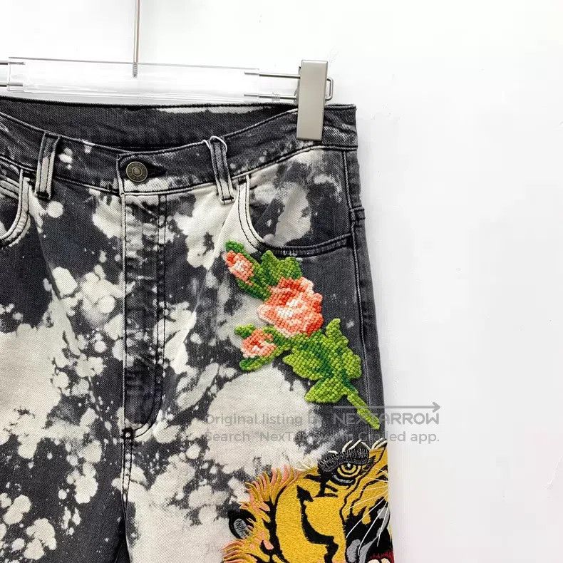 Gucci Gucci Size OS 23 colour-blocked ink tiger floral embroidery Size 42" / US 20 - 3 Thumbnail