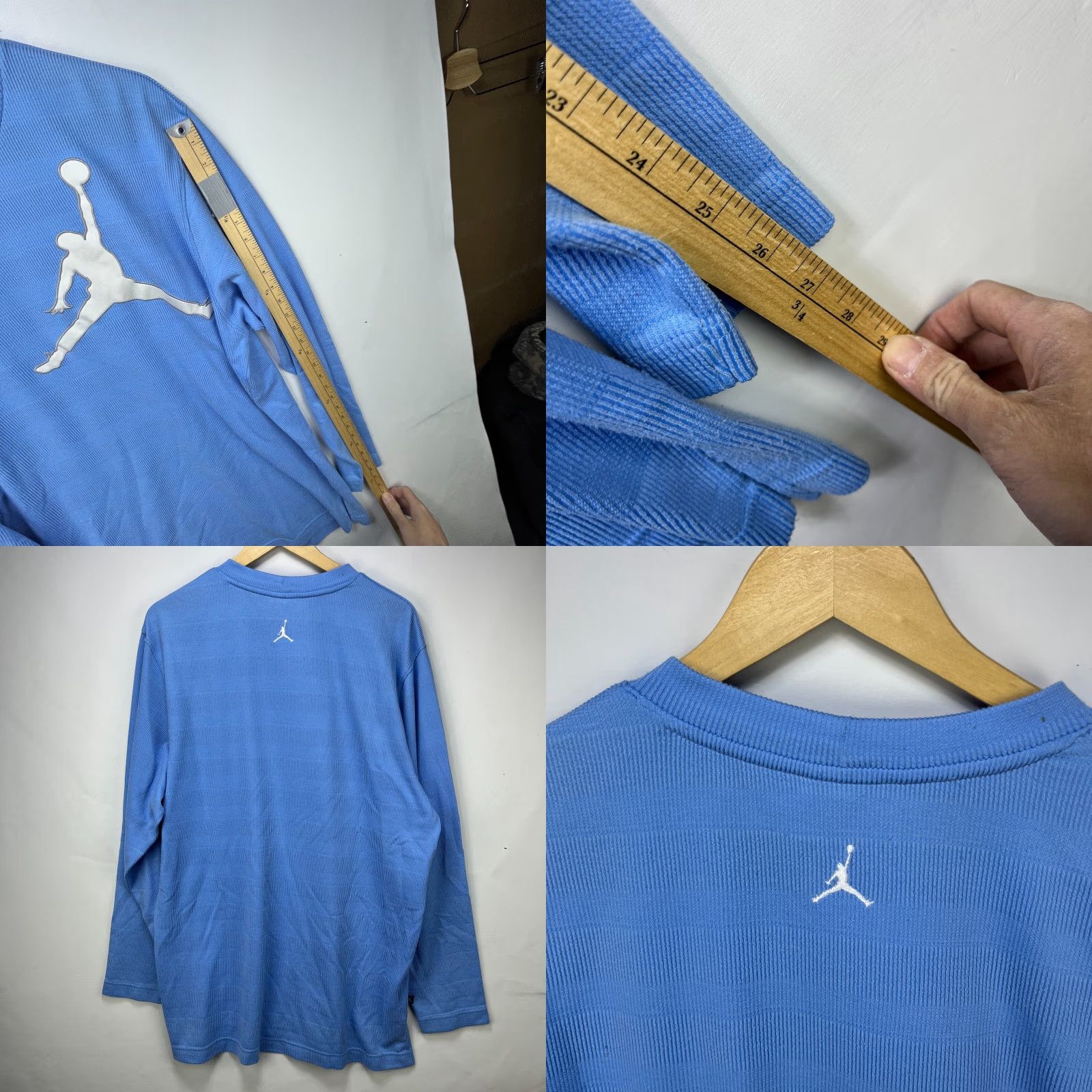 Jordan Brand VINTAGE Air Jordan Big Logo Nike Baggy Long Sleeve Shirt XL Blue Logo Mens T-Shirt 90s Size US XL / EU 56 / 4 - 8 Thumbnail