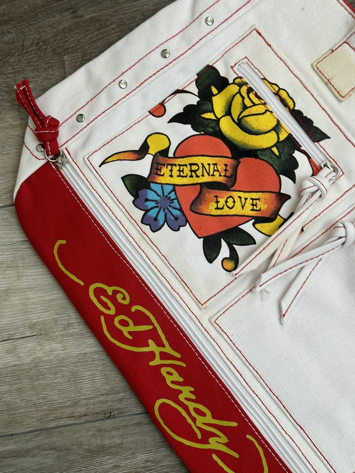Ed Hardy Vintage Ed Hardy " Eteneral Love " Rose Skull White Tote Size ONE SIZE - 3 Thumbnail
