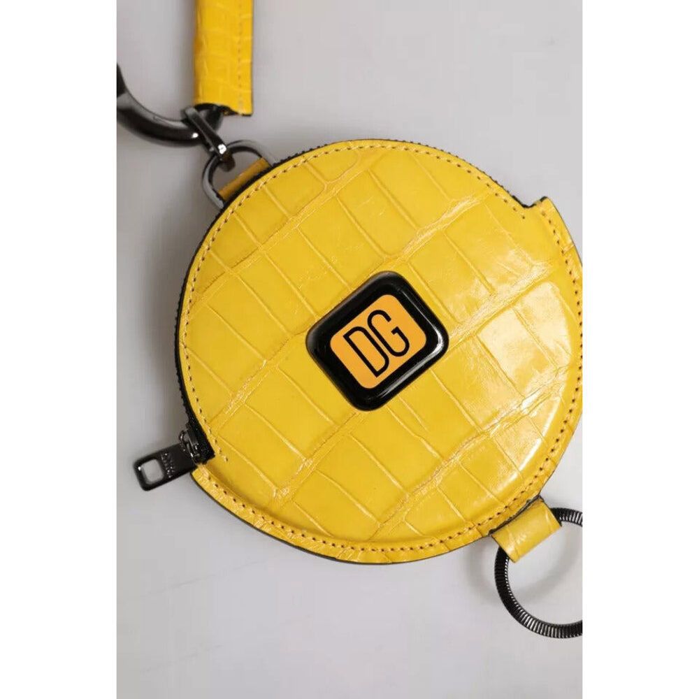 Dolce & Gabbana Dolce & Gabbana Yellow Round Leather DG Logo Coin Purse Lany Size ONE SIZE - 6 Thumbnail