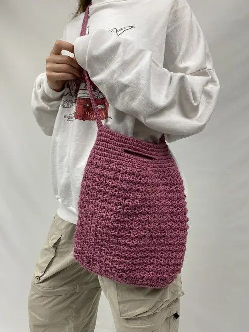 Handmade Handmade Knit Crochet Bag Vintage Avant Garde Style Size ONE SIZE - 4 Thumbnail