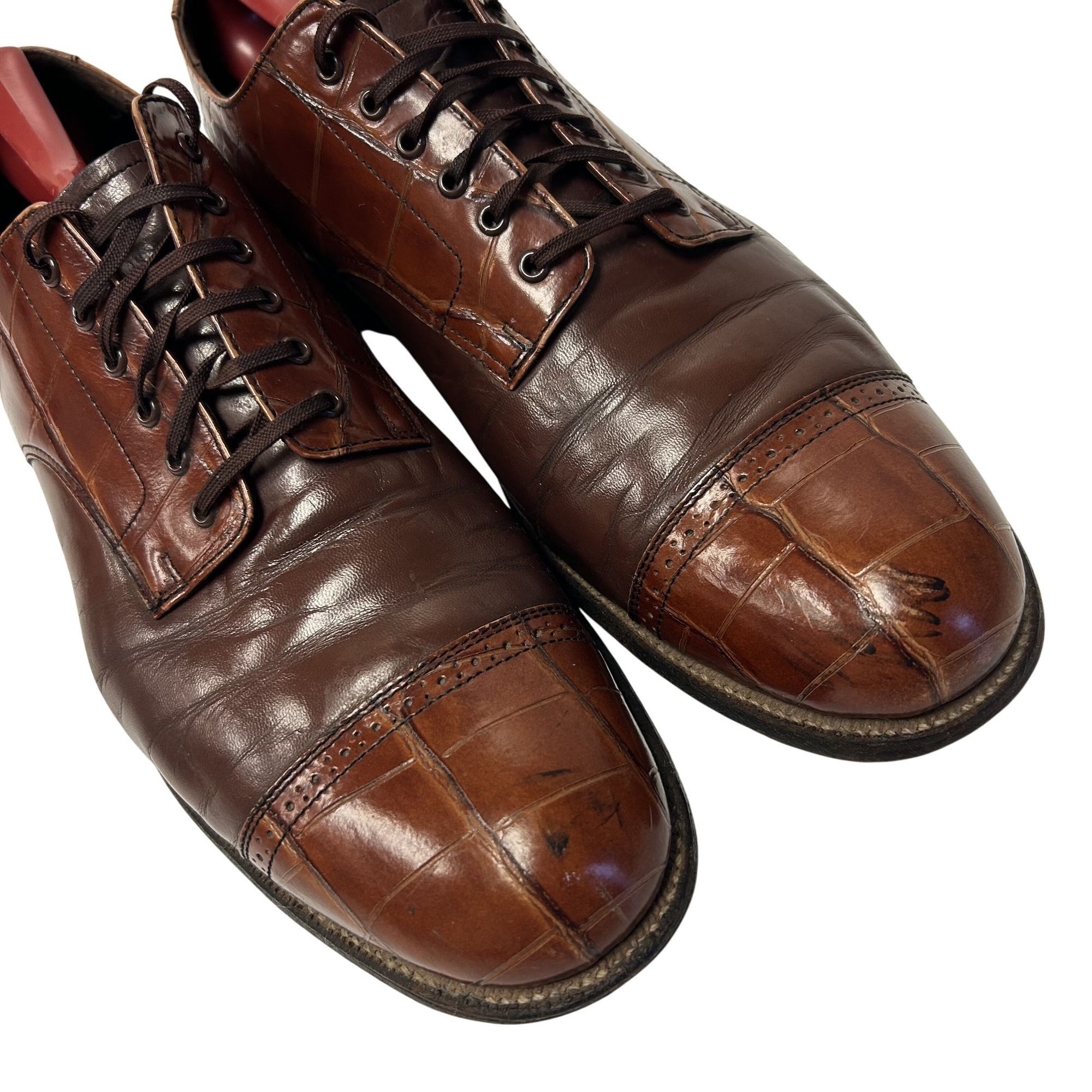 Stacy Adams Vtg Stacy Adams 2 Tone ALLIGATOR GRAIN Cap Toe Oxfords Size US 11 / EU 44 - 3 Thumbnail