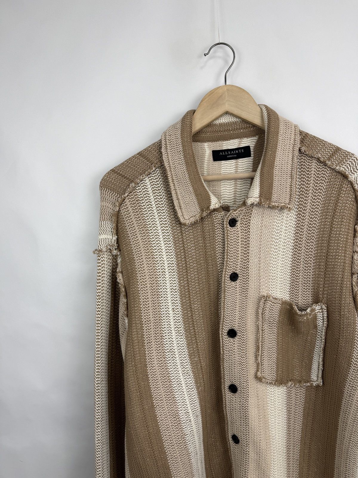 Allsaints 🇬🇧 Allsaints Knit Shirt Stripe Sweater Button Up Rare Retro Size US M / EU 48-50 / 2 - 10 Thumbnail