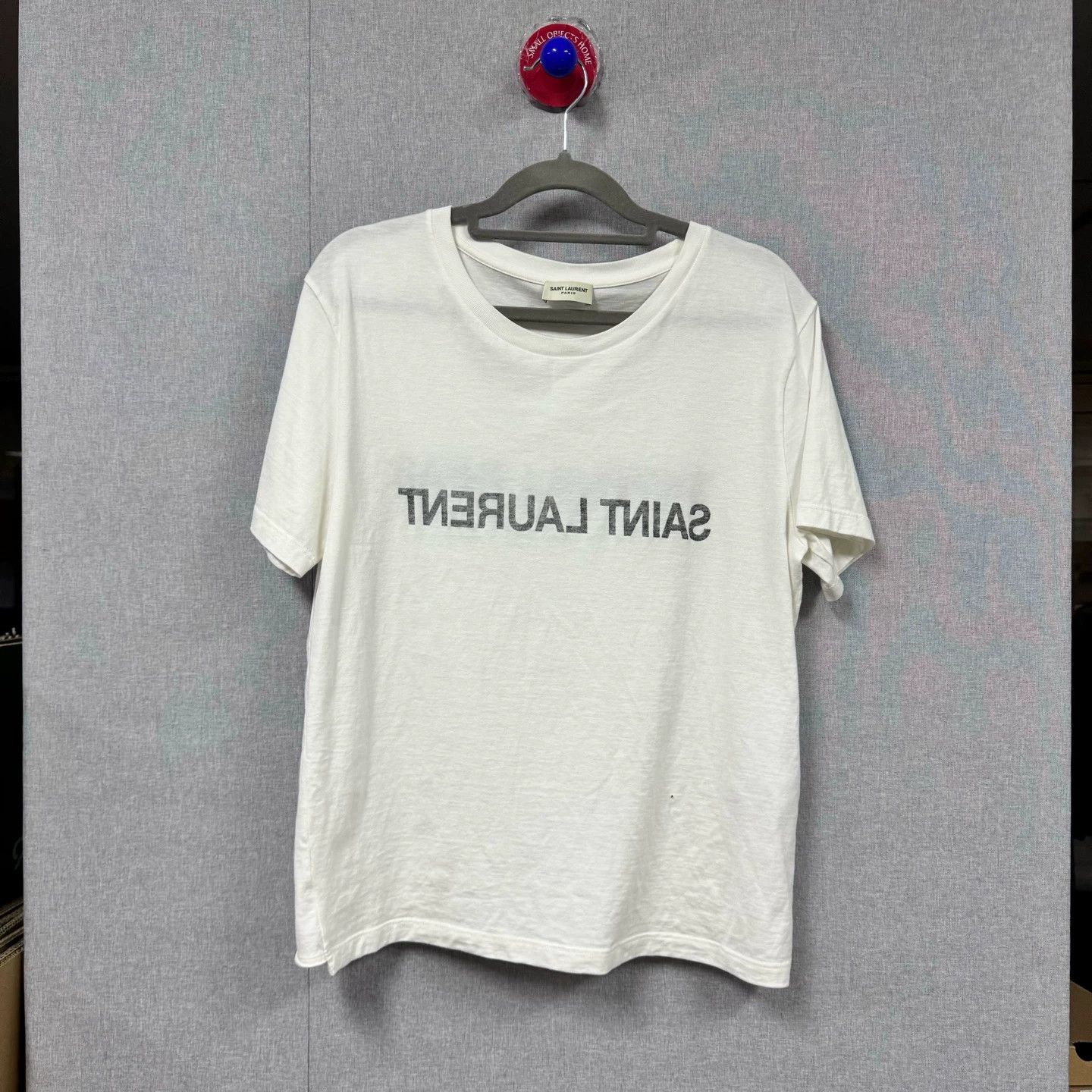 Saint Laurent Paris YSL Reverse Slogan Short-Sleeve T-Shirt Size L / US 10 / IT 46 - 1 Thumbnail