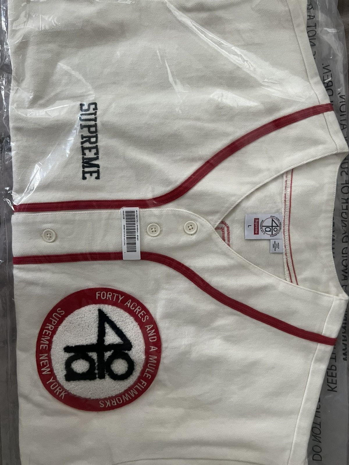 Supreme Size Large Supreme /40 Acres Twill Baseball Jersey Natural Size US L / EU 52-54 / 3 - 4 Thumbnail