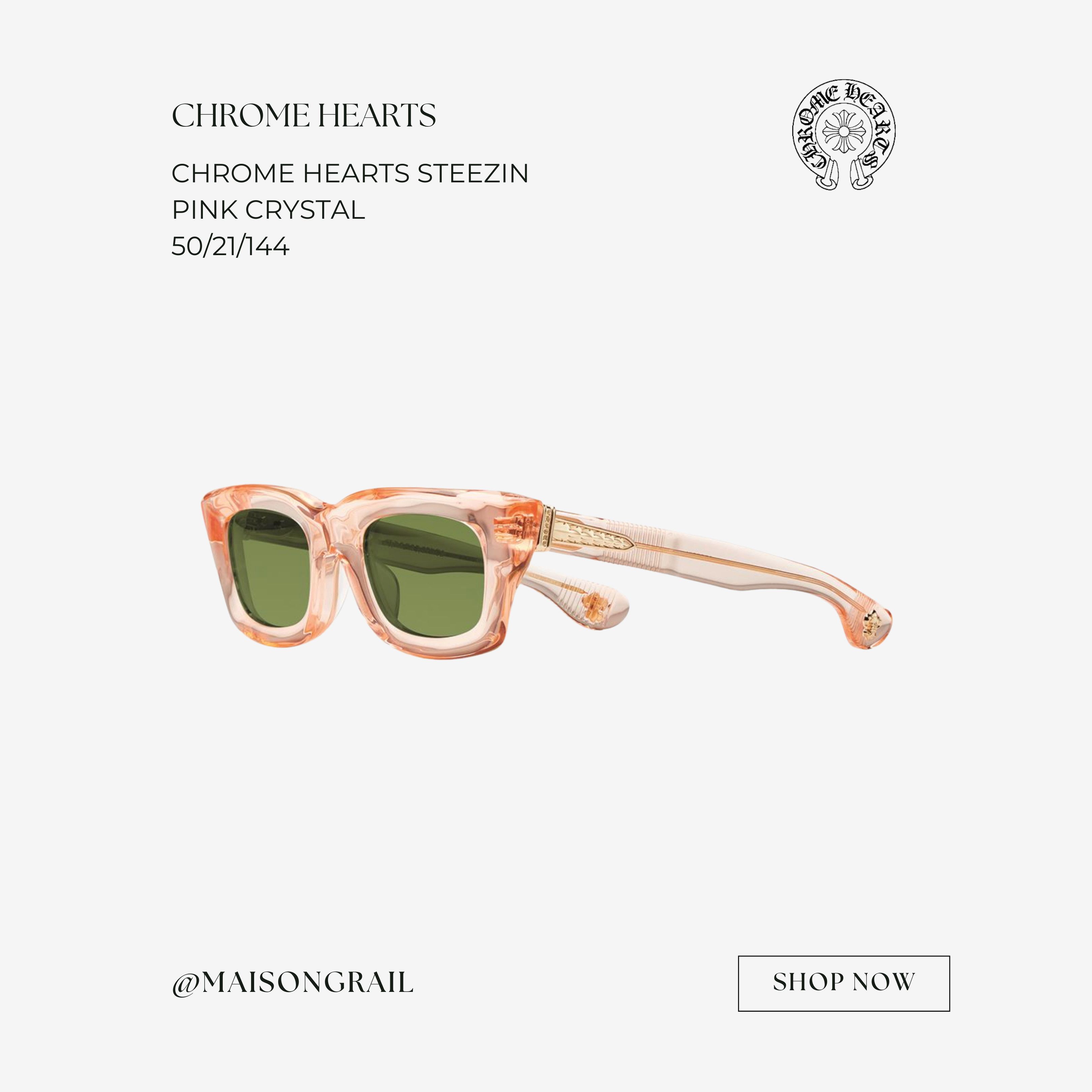 Chrome Hearts CHROME HEARTS STEEZIN PINK CRYSTAL SUNGLASSES Size ONE SIZE - 1 Thumbnail