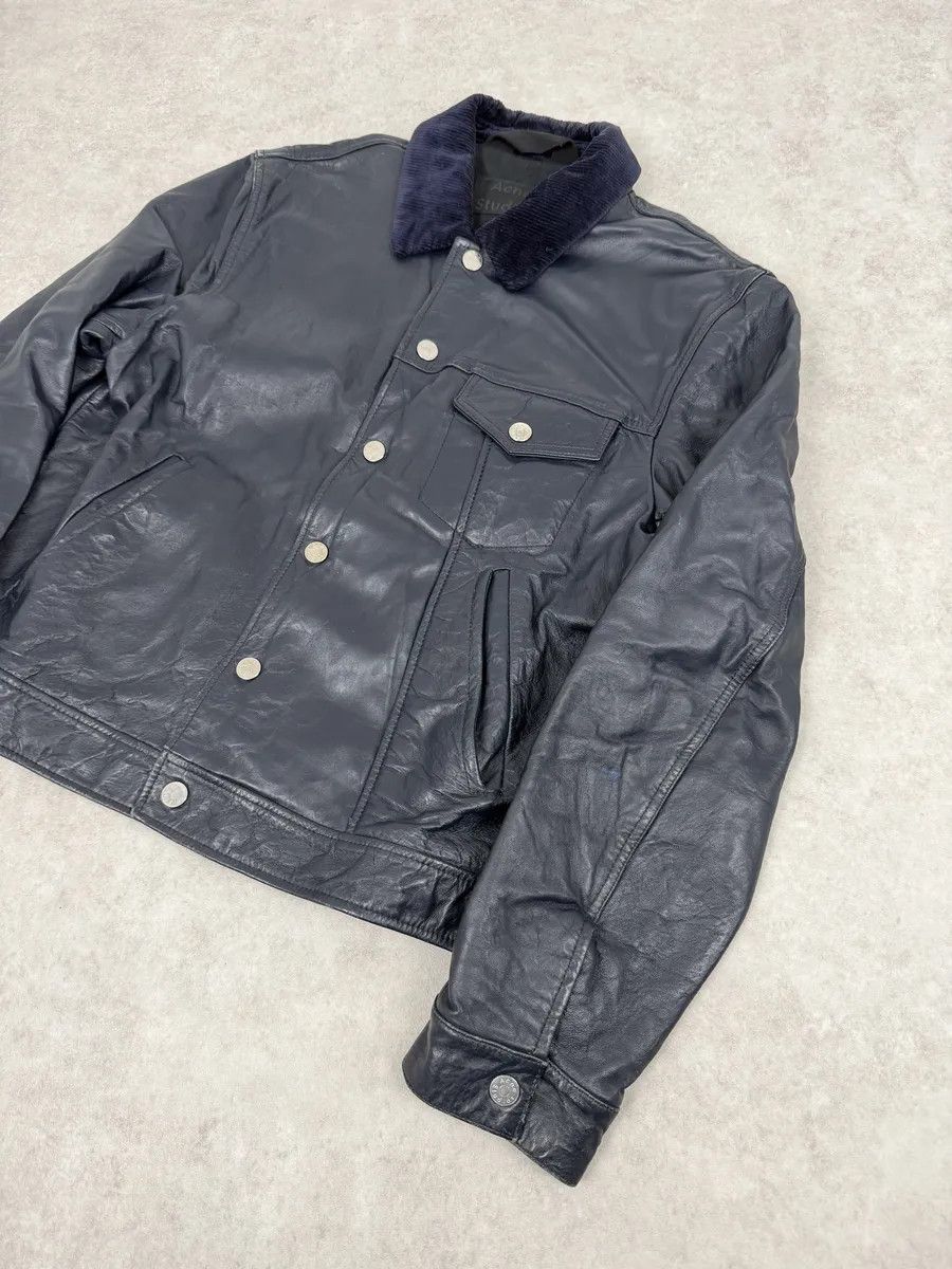 Acne Studios SS2017 Acne Studios Arno Velvet Collar Navy Leather Jacket Size US M / EU 48-50 / 2 - 5 Thumbnail
