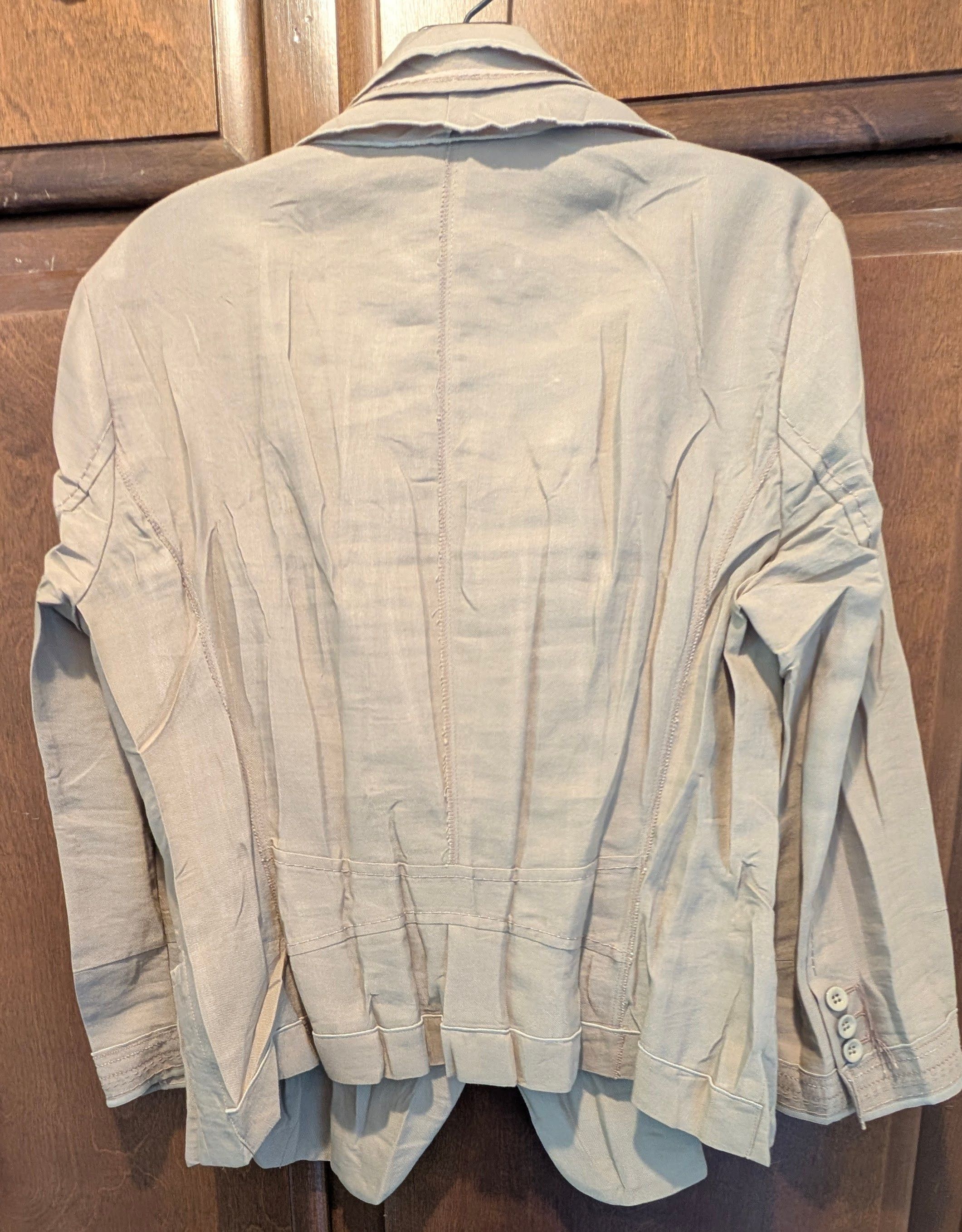 Marithe + Francois Girbaud Marithe & Francois Girbaud Tan Crinkled Womens Blazer Size XL / US 12-14 / IT 48-50 - 2 Thumbnail