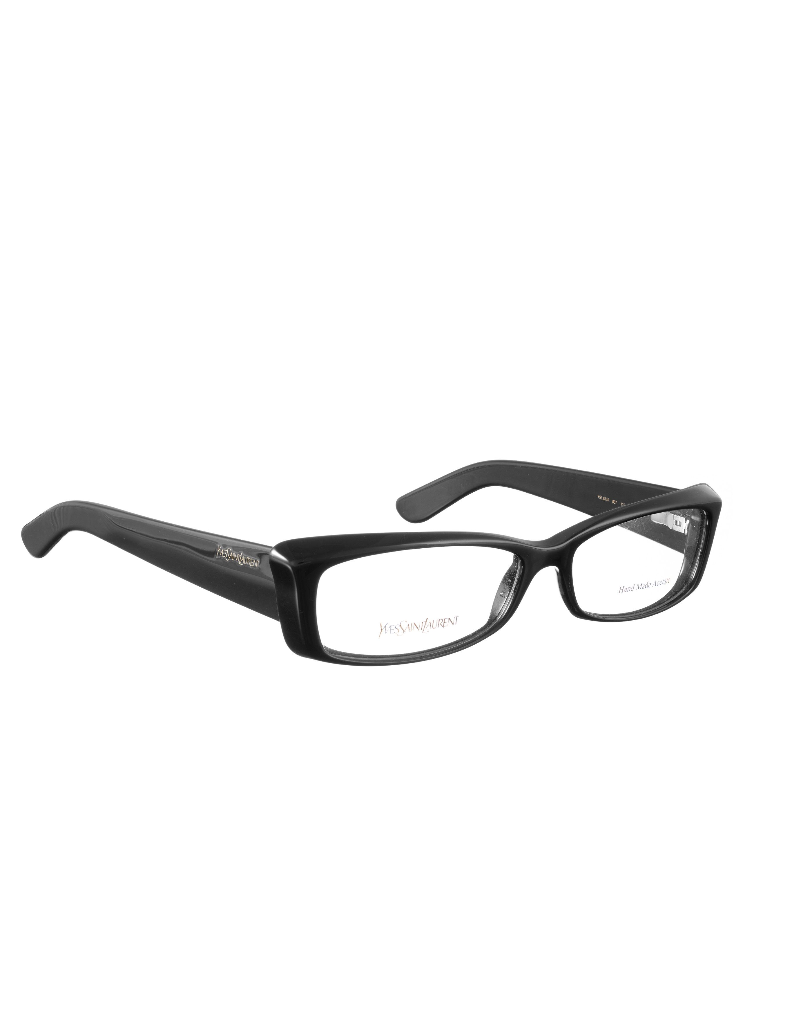 Yves Saint Laurent Yves Saint Laurent 00s Cat Eye Black Glasses with Gold Logo Size ONE SIZE - 2 Thumbnail