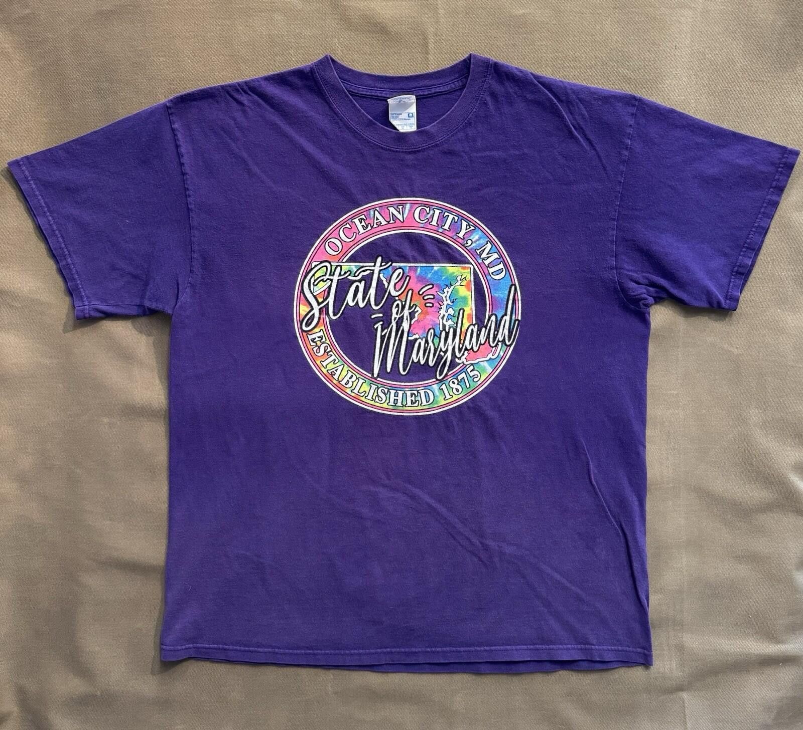 Vintage Vintage 90s Ocean City Maryland Tie Dye Purple XL T-Shirt Size US XL / EU 56 / 4 - 1 Thumbnail