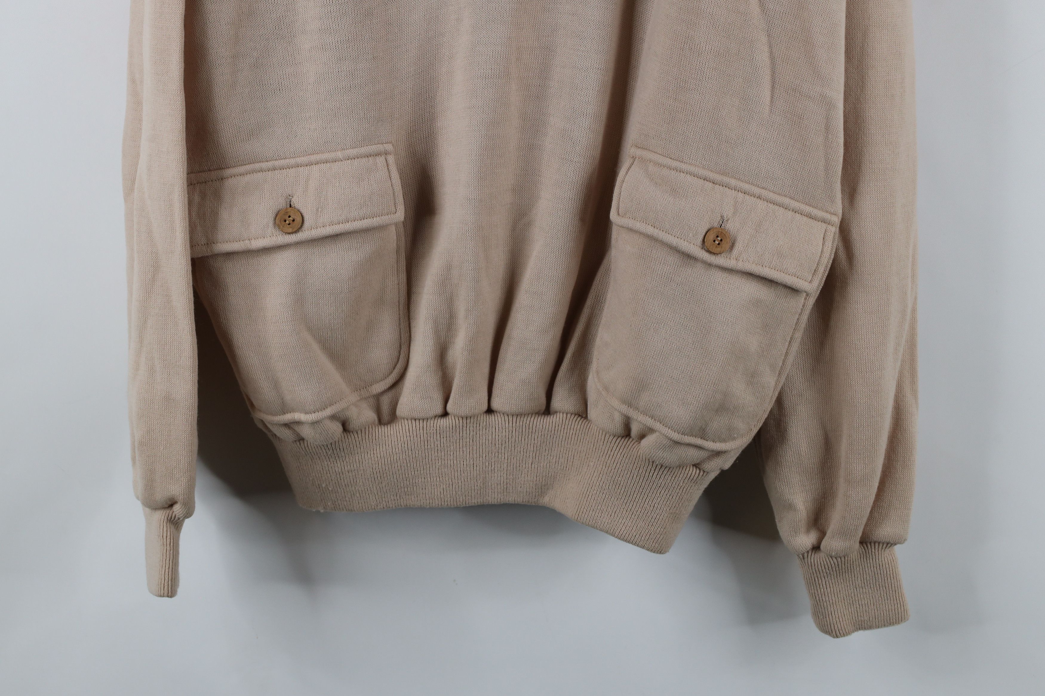 Vintage Vintage 70s Streetwear Henley Pullover Hoodie Sweater Beige Size US XL / EU 56 / 4 - 3 Thumbnail
