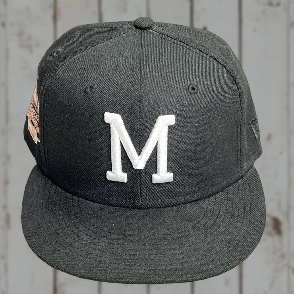 New Era VINTAGE Milwaukee Braves Manolo Hat Club Black Peach 1957 World Series New Era 7 3/8 Size ONE SIZE - 1 Thumbnail