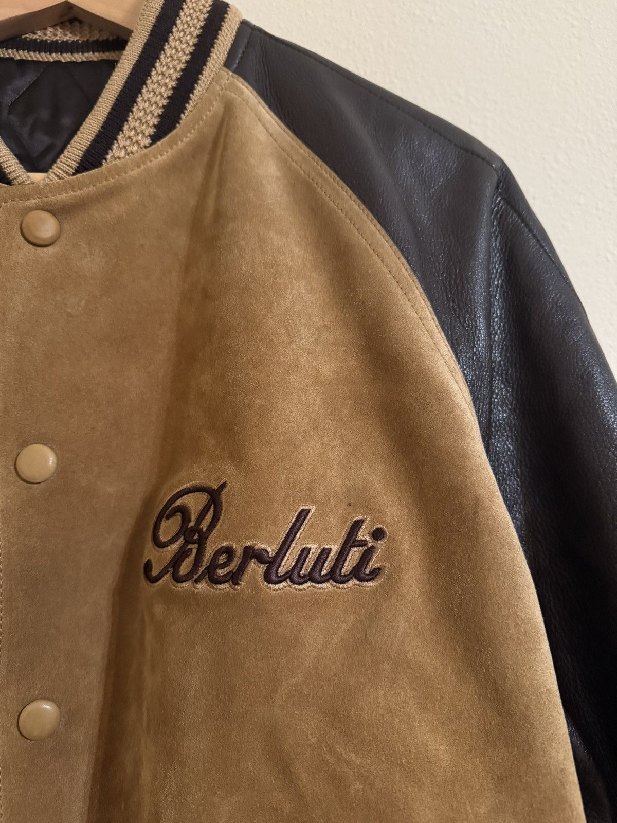 Berluti Berluti Suede Leather Varsity Jacket Natural R48 Size US S / EU 44-46 / 1 - 3 Thumbnail