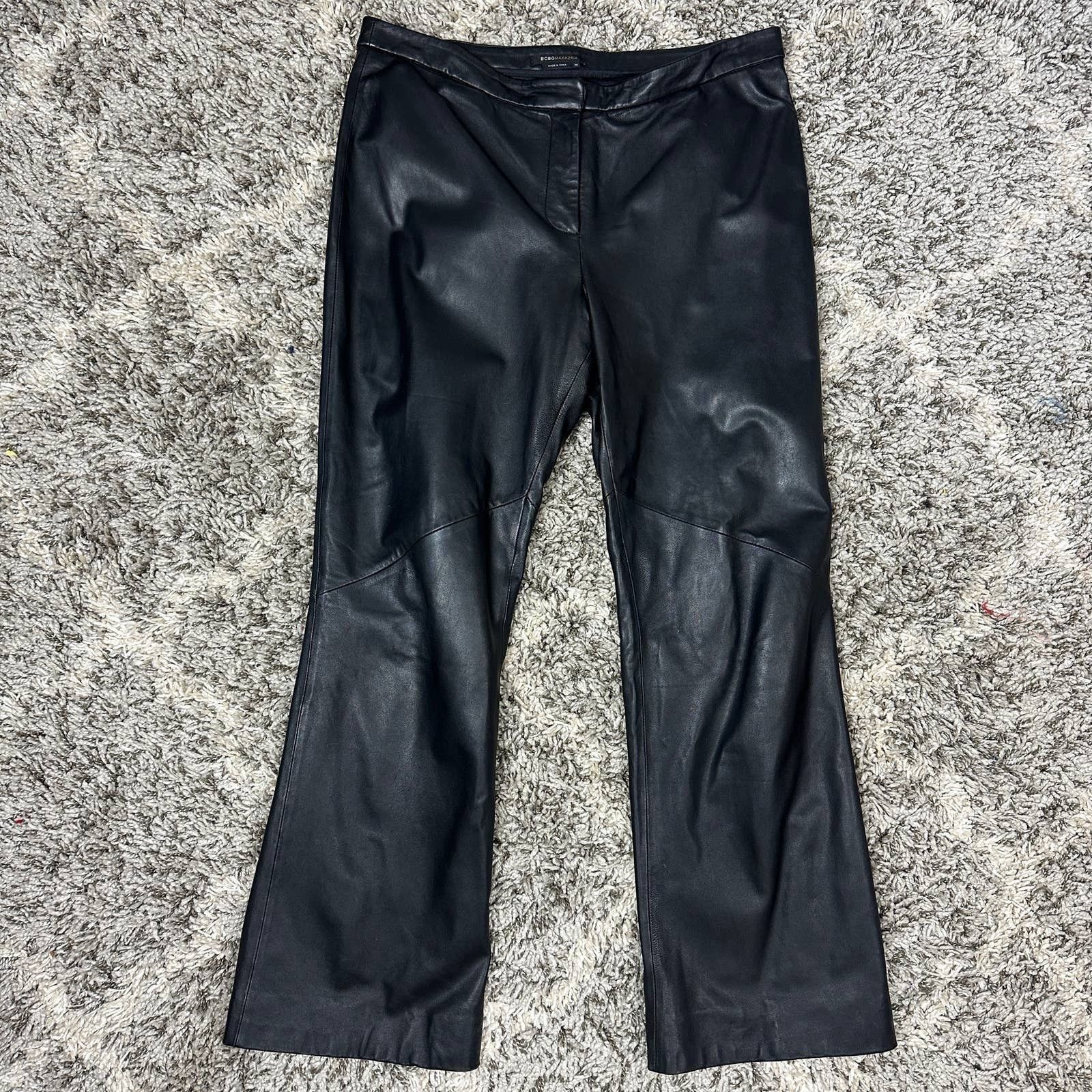 Other BCBGMaxAzria Black Leather Pants 10 Moto Biker Y2K Size 32" / US 10 / IT 46 - 1 Thumbnail