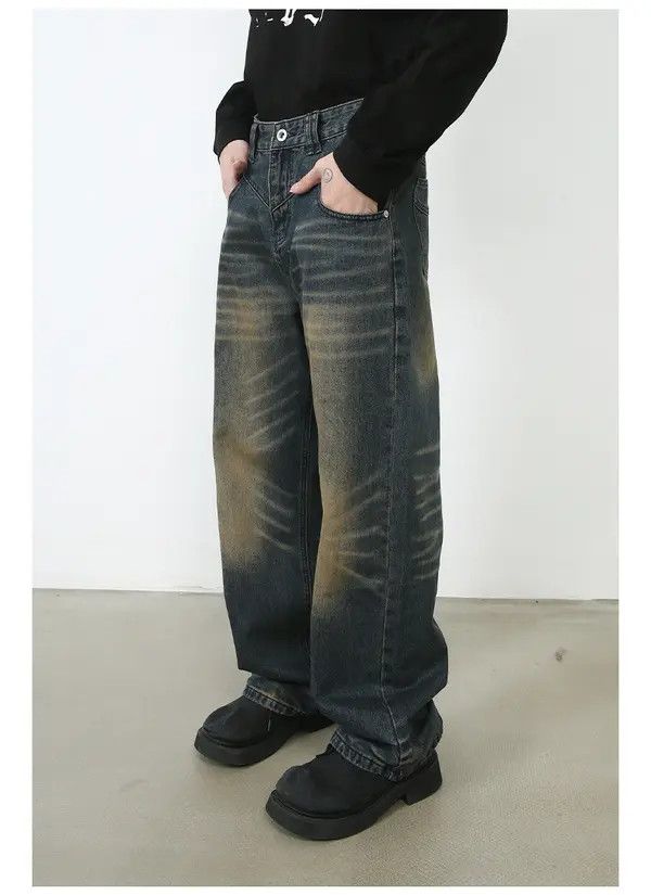 Japanese Brand Honjoh x Maki Vintage washed distressed loose straight jeans Size US 32 / EU 48 - 6 Thumbnail