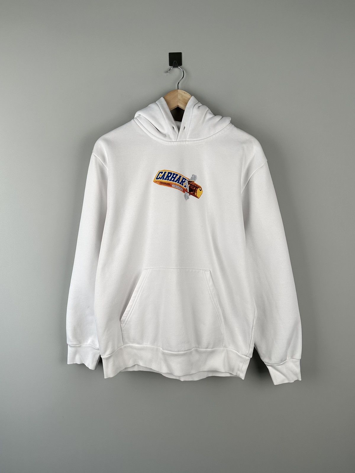 Pre-owned Carhartt X Carhartt Wip Crazy Vintage Y2k Carhartt Snickers Hoodie Streetwear In White